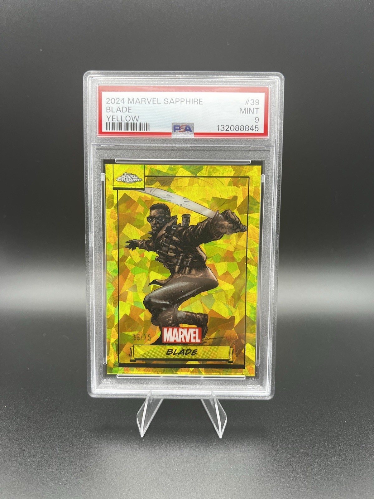 2024 Topps Chrome Marvel Sapphire Blade Yellow /75 PSA 9 “Pop 2” 2024 Topps Chrome Marvel Sapphire Blade Yellow /75 PSA 9 “Pop 2”