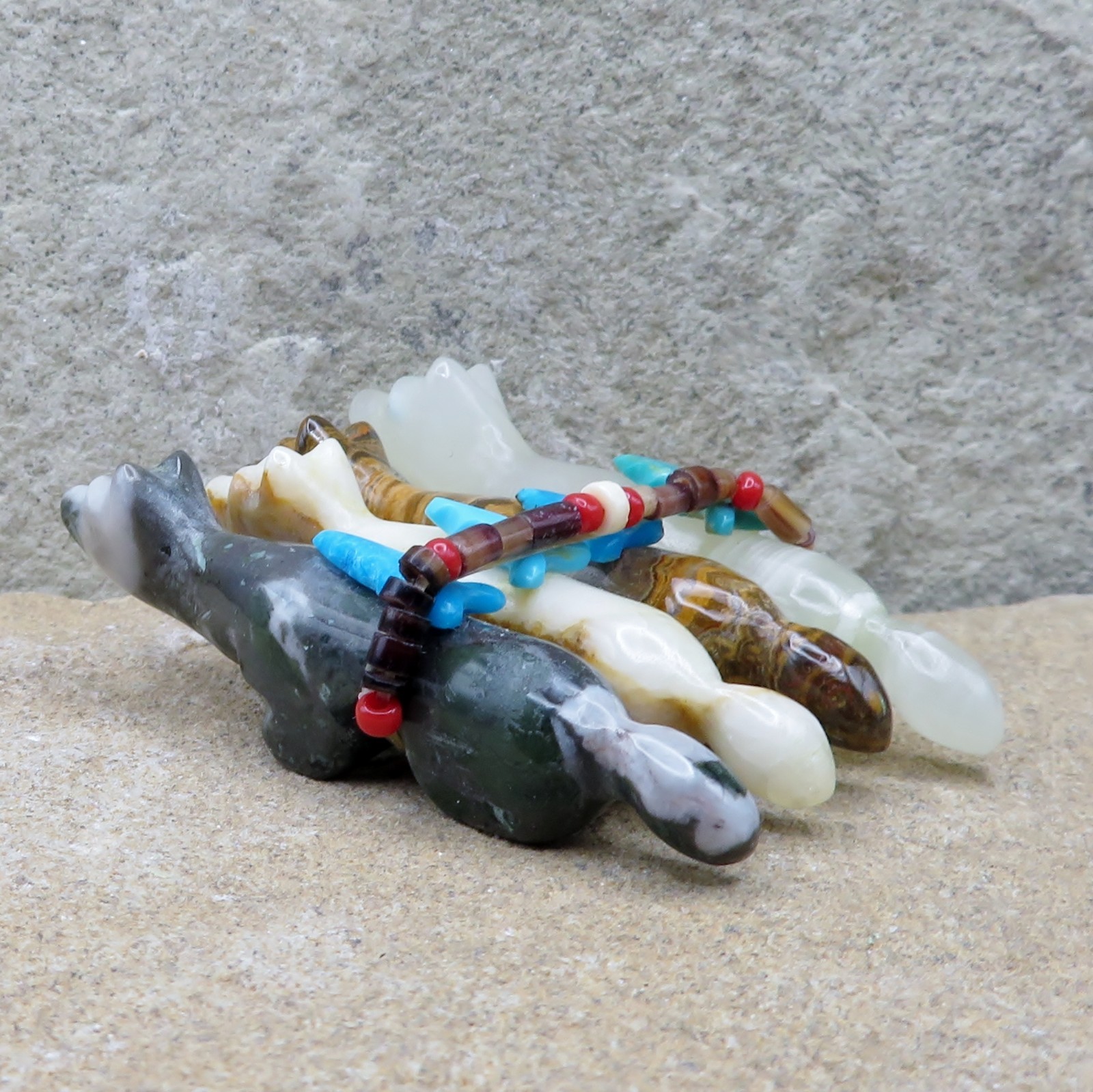 Zuni Fetish-Native American-TRAVELING WOLF FAMILY of Four-Lorae Lunasee Zuni Fetish-Native American-TRAVELING WOLF FAMILY of Four-Lorae Lunasee