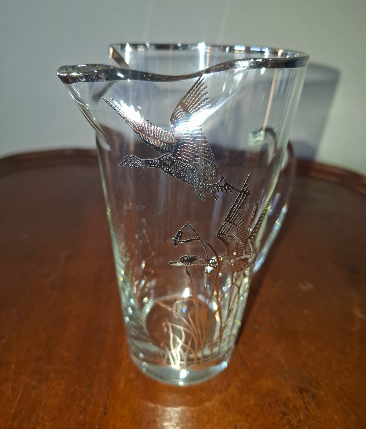 Vintage MCM Sterling Silver overlay Mallard Ducks in Flight Martini Pitcher Vintage MCM Sterling Silver overlay Mallard Ducks in Flight Martini Pitcher