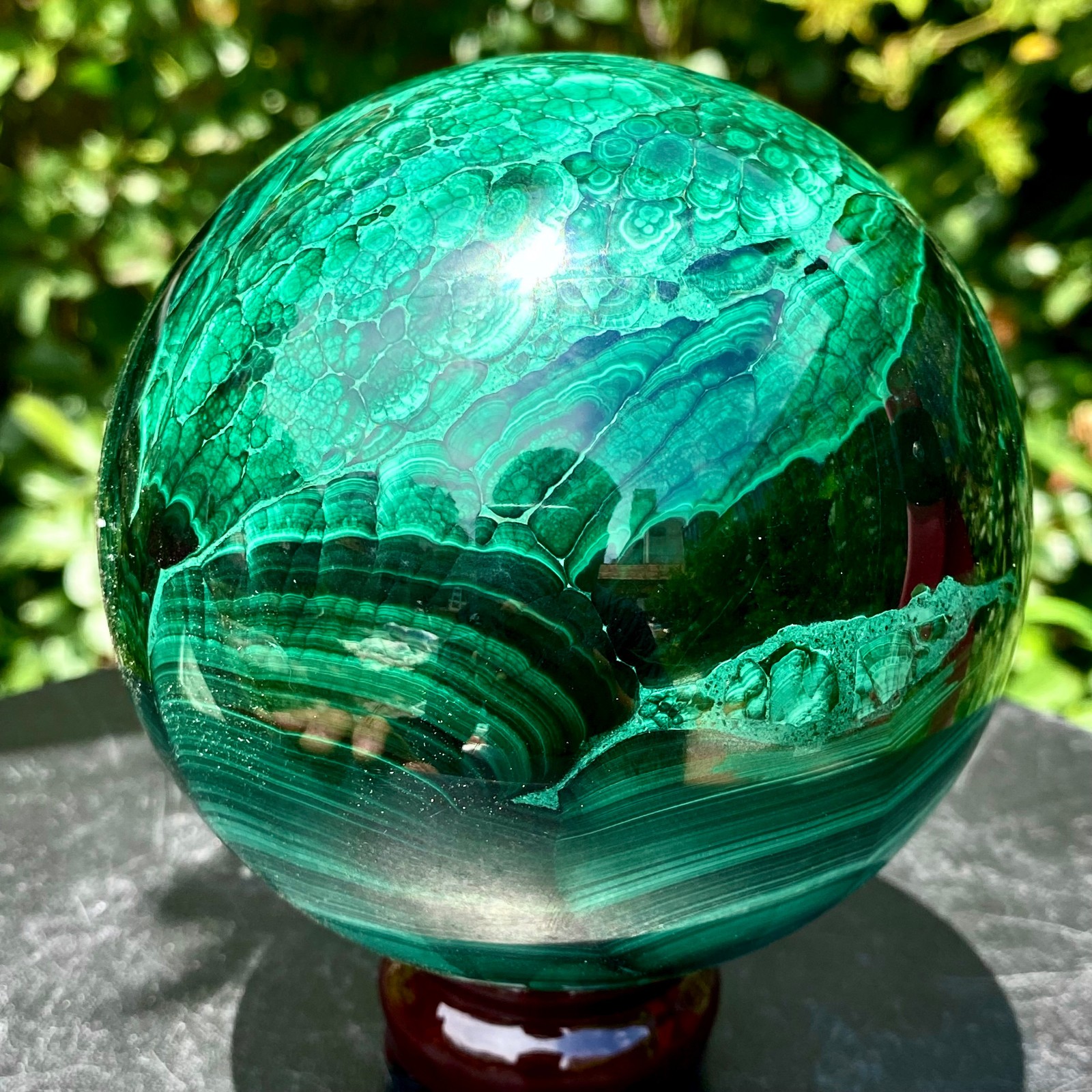 4LB  Natural malachite ball quartz crystal energy ball reiki healing