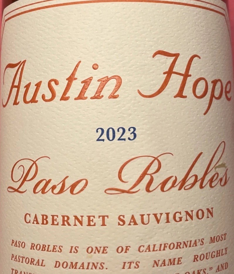 Austin Hope 2023 Paso Robles Cabernet Sauvignon EMPTY Wine Bottle 750ml Decor