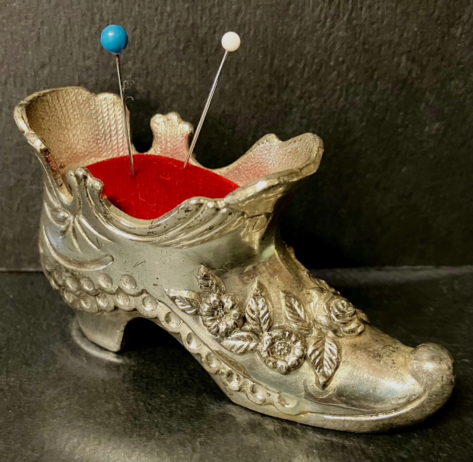 Vintage - Victorian Style Shoe Pin Cushion - Cast Metal Vintage - Victorian Style Shoe Pin Cushion - Cast Metal