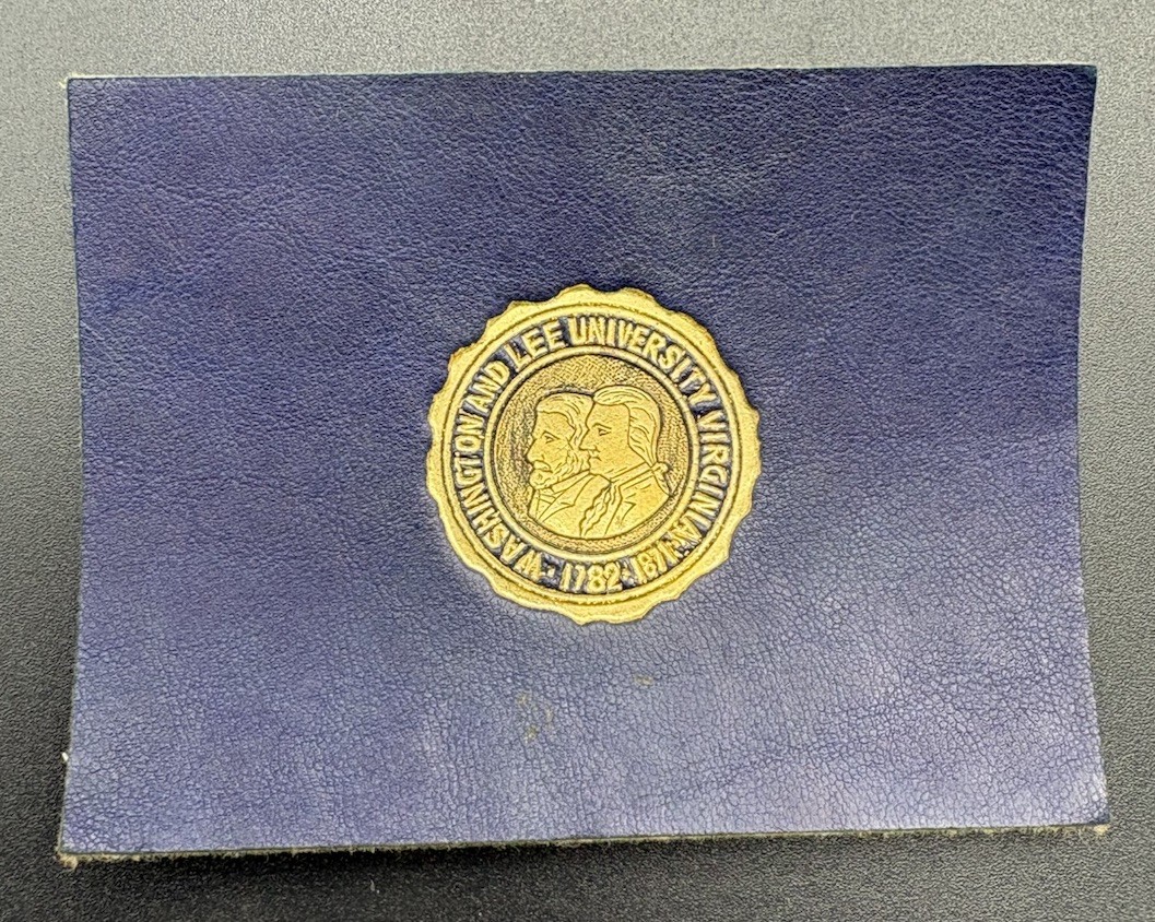 c1910 L20 Washington & Lee University College Seal Tobacco Leather Virginia