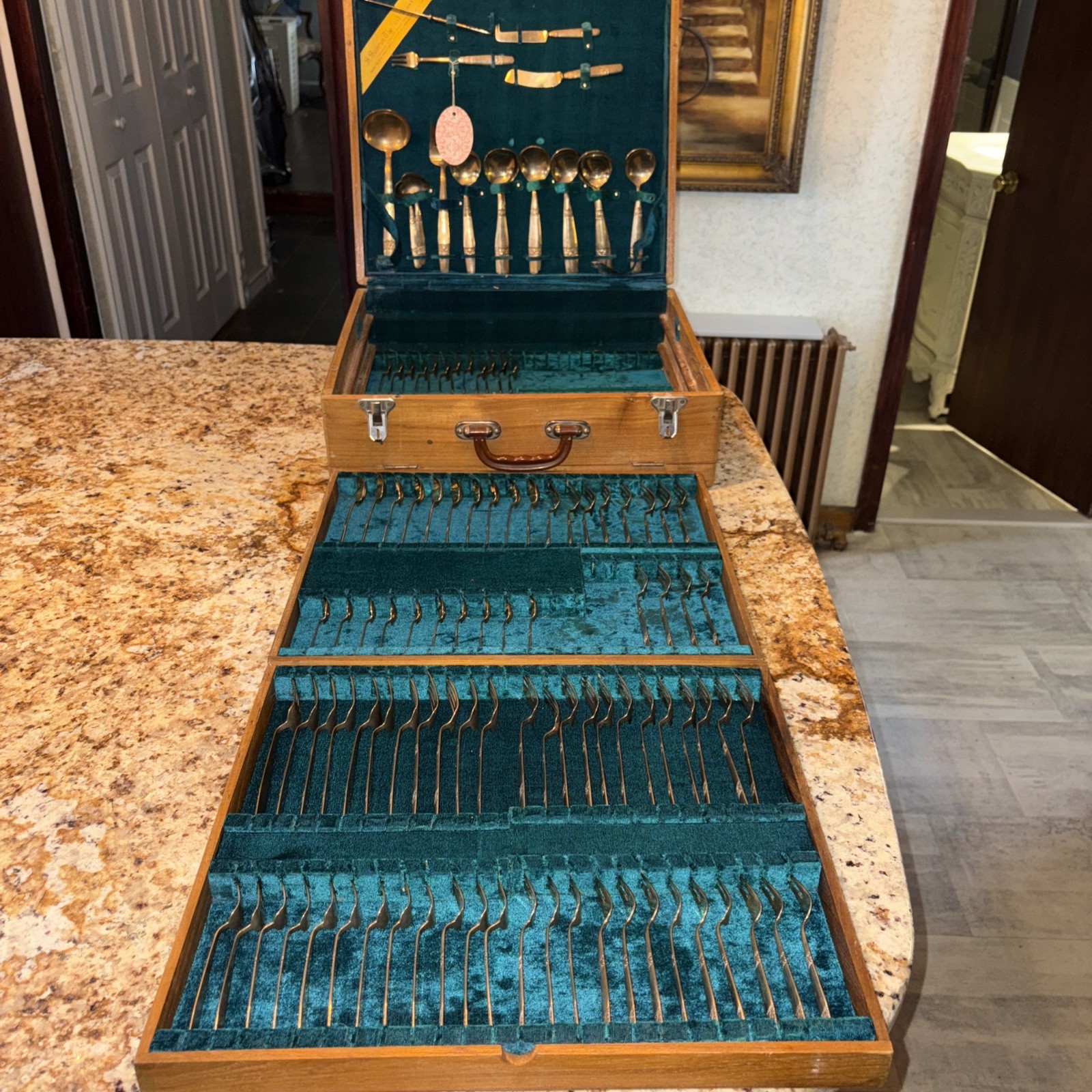 S. SAMRAN THAILAND 134 pc Flatware Set Case Bronze Service for 10 + S. SAMRAN THAILAND 134 pc Flatware Set Case Bronze Service for 10 +