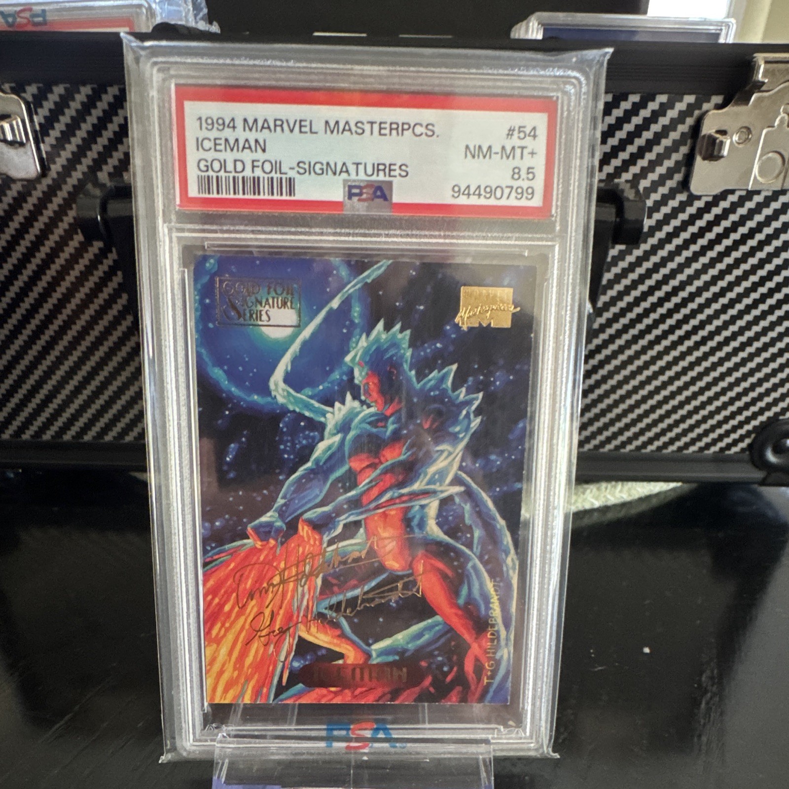 1994 Marvel Masterpieces Iceman #54 Gold Foil-Signatures Auto PSA 8.5 1994 Marvel Masterpieces Iceman #54 Gold Foil-Signatures Auto PSA 8.5
