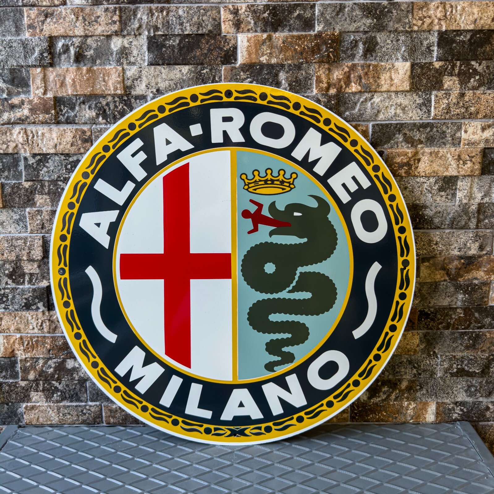 Vintage Rare Alfa Romeo Sign - 1950's Alfa Romeo MILANO sign - 19.7