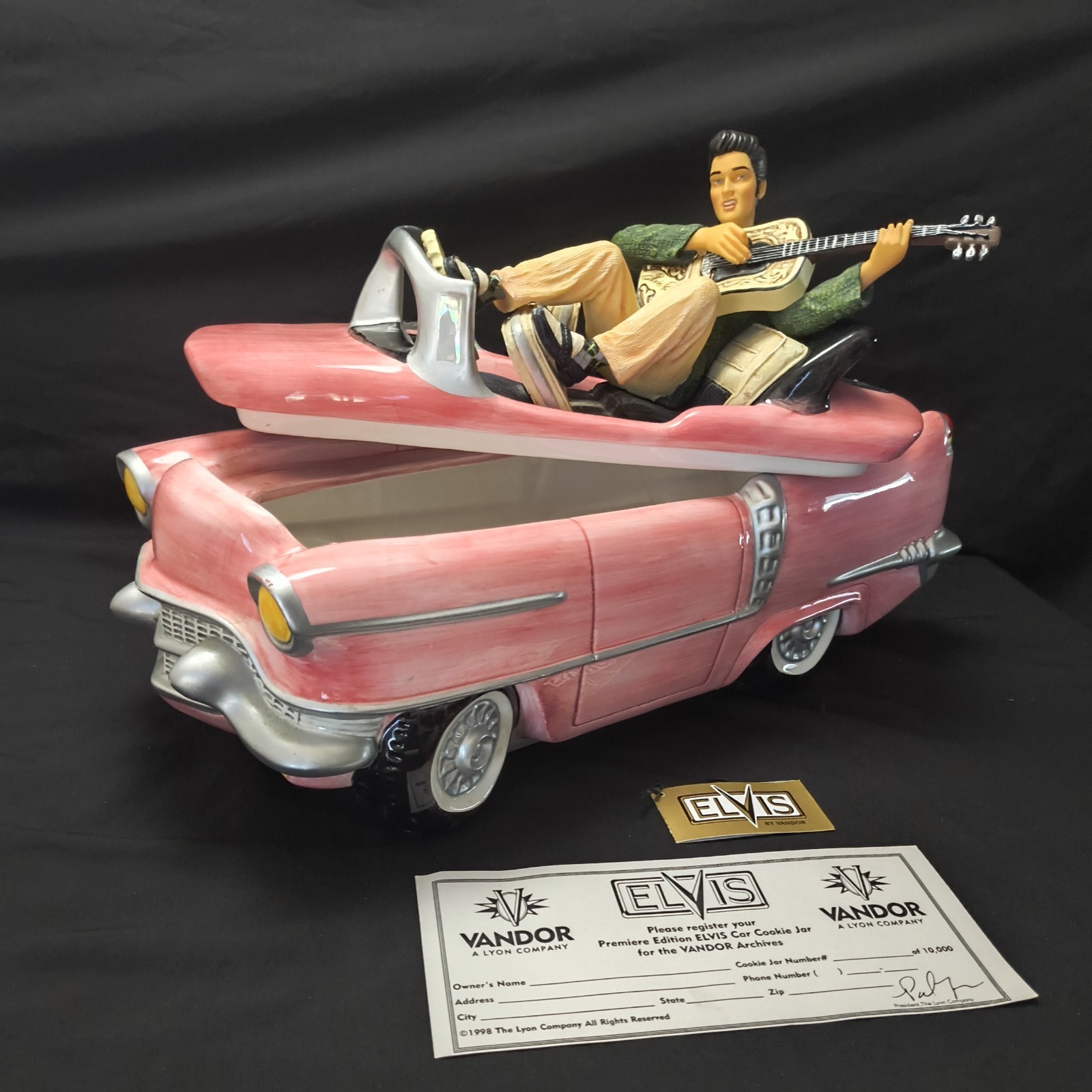 COLLECTIBLE Vintage 1997 Elvis Pink Cadillac Cookie Jar By Vandor #7431 / 10,000 COLLECTIBLE Vintage 1997 Elvis Pink Cadillac Cookie Jar By Vandor #7431 / 10,000