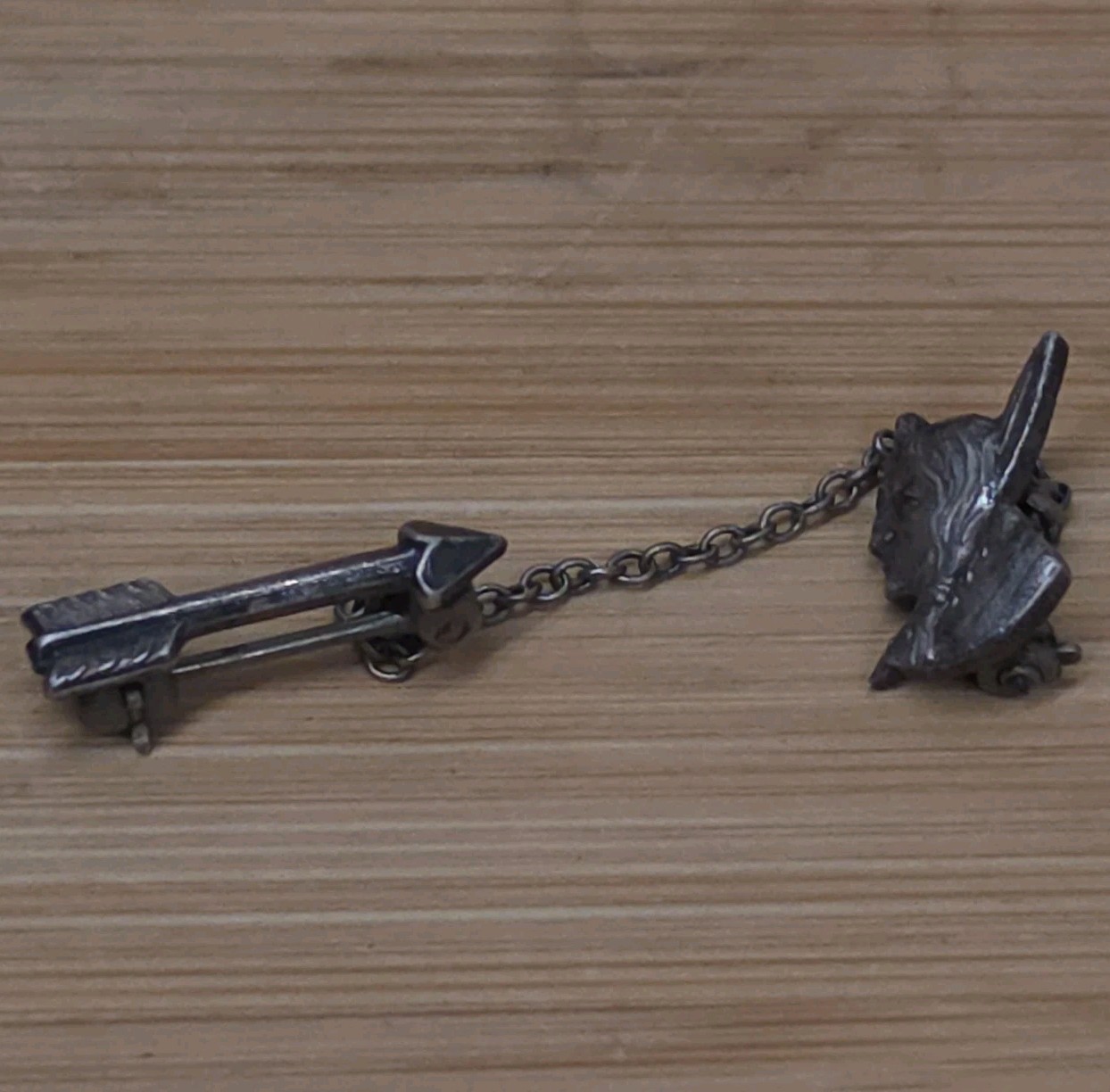 Hood Sterling Silver Order of the Arrow OA Totem Pin Indian Head Arrow Chain BSA