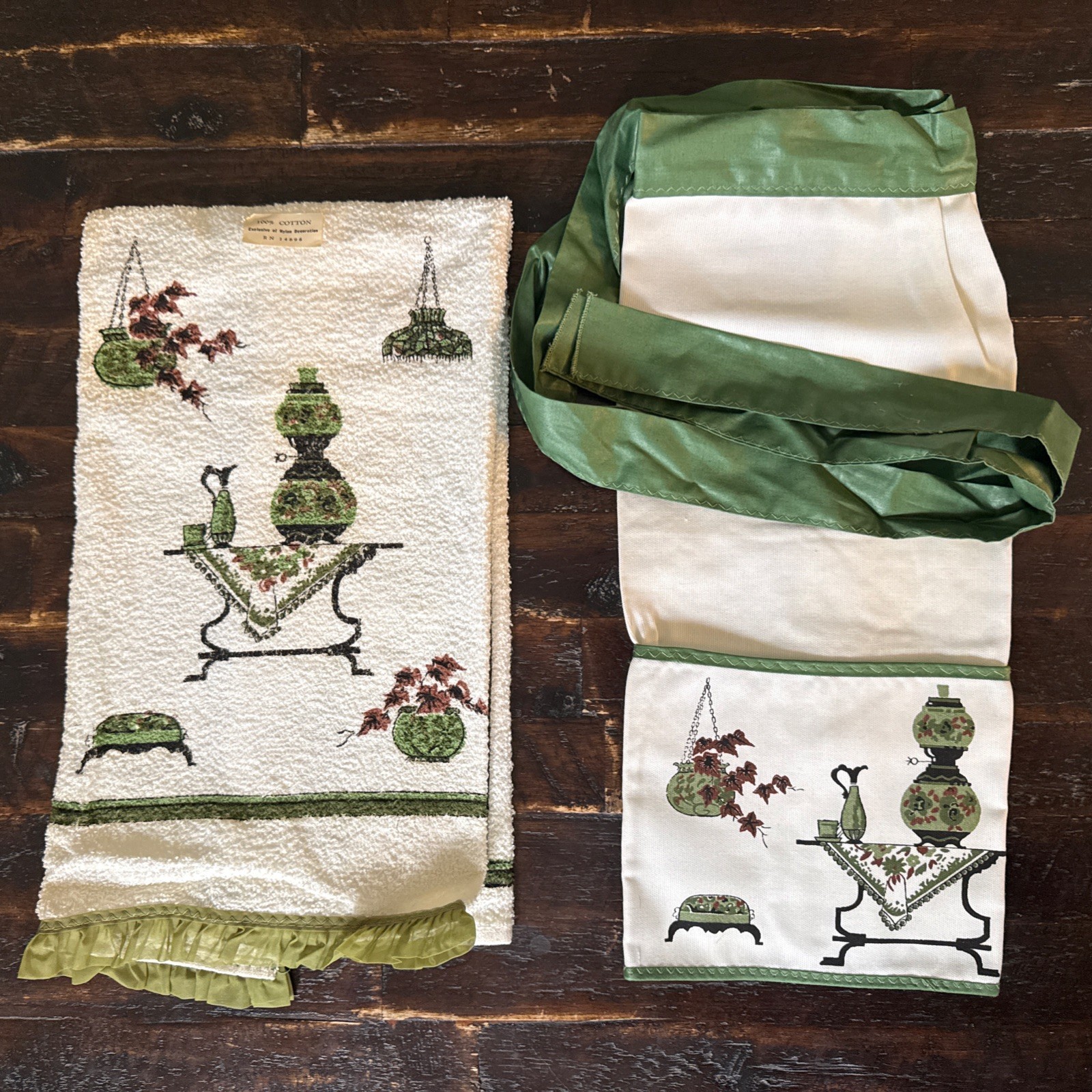 Kitchen Towel & Half Apron Table/Plant Terry Cloth Retro MCM Country NOS CANNON Kitchen Towel & Half Apron Table/Plant Terry Cloth Retro MCM Country NOS CANNON