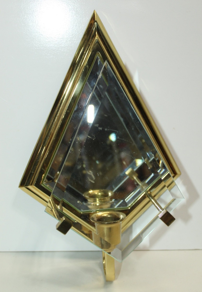 Vintage PartyLite Infinity Candle Wall Sconce Brass Beveled Mirror Vintage PartyLite Infinity Candle Wall Sconce Brass Beveled Mirror