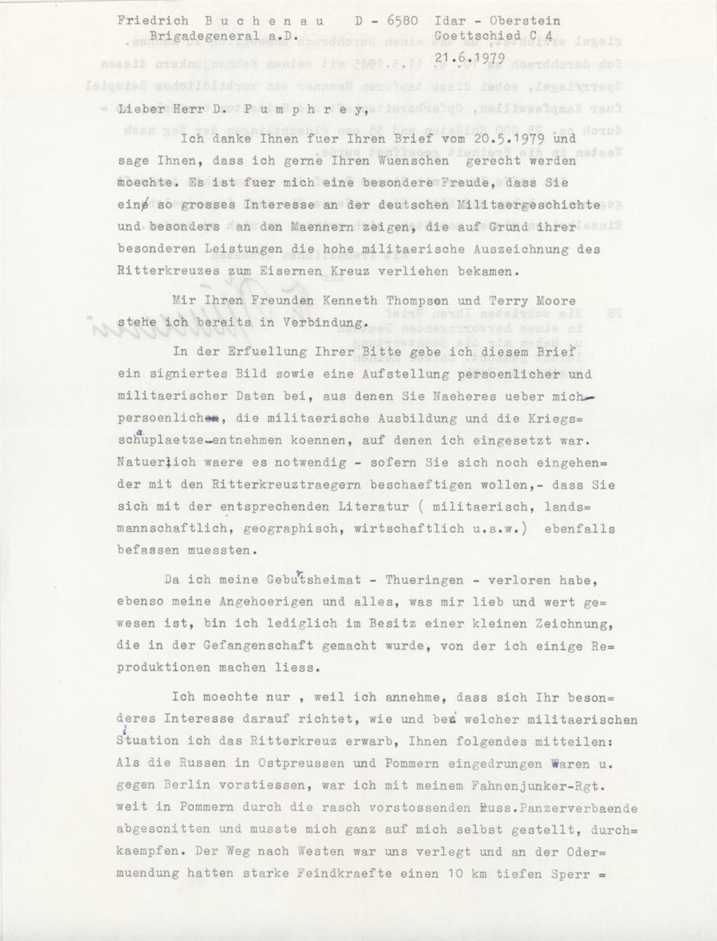 TLS from General Friedrich Buchenau (1979): Reflections on the Eastern Front TLS from General Friedrich Buchenau (1979): Reflections on the Eastern Front