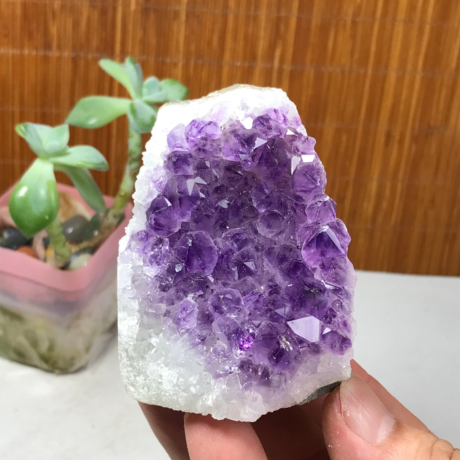 68mm NATURAL amethyst point purple Crystal Cluster Mineral Specimen 184g A1613