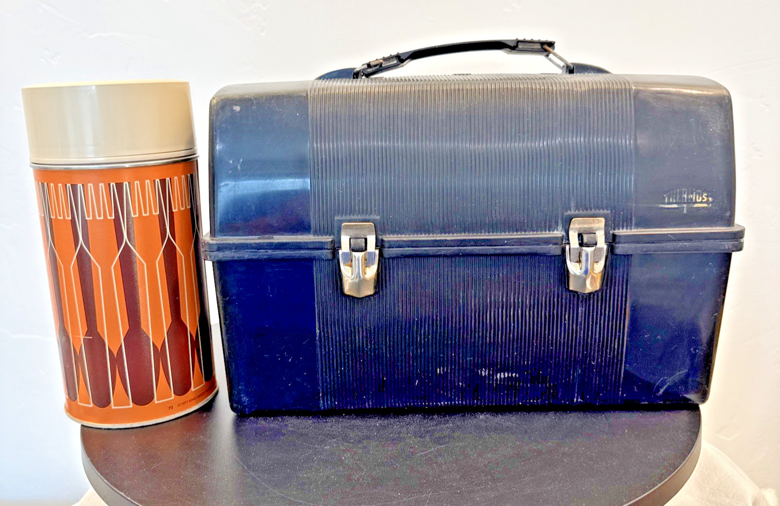 VTG '71 King Seeley THERMOS BRAND Lunchbox  W/ 16oz Glass Thermos Made in USA*