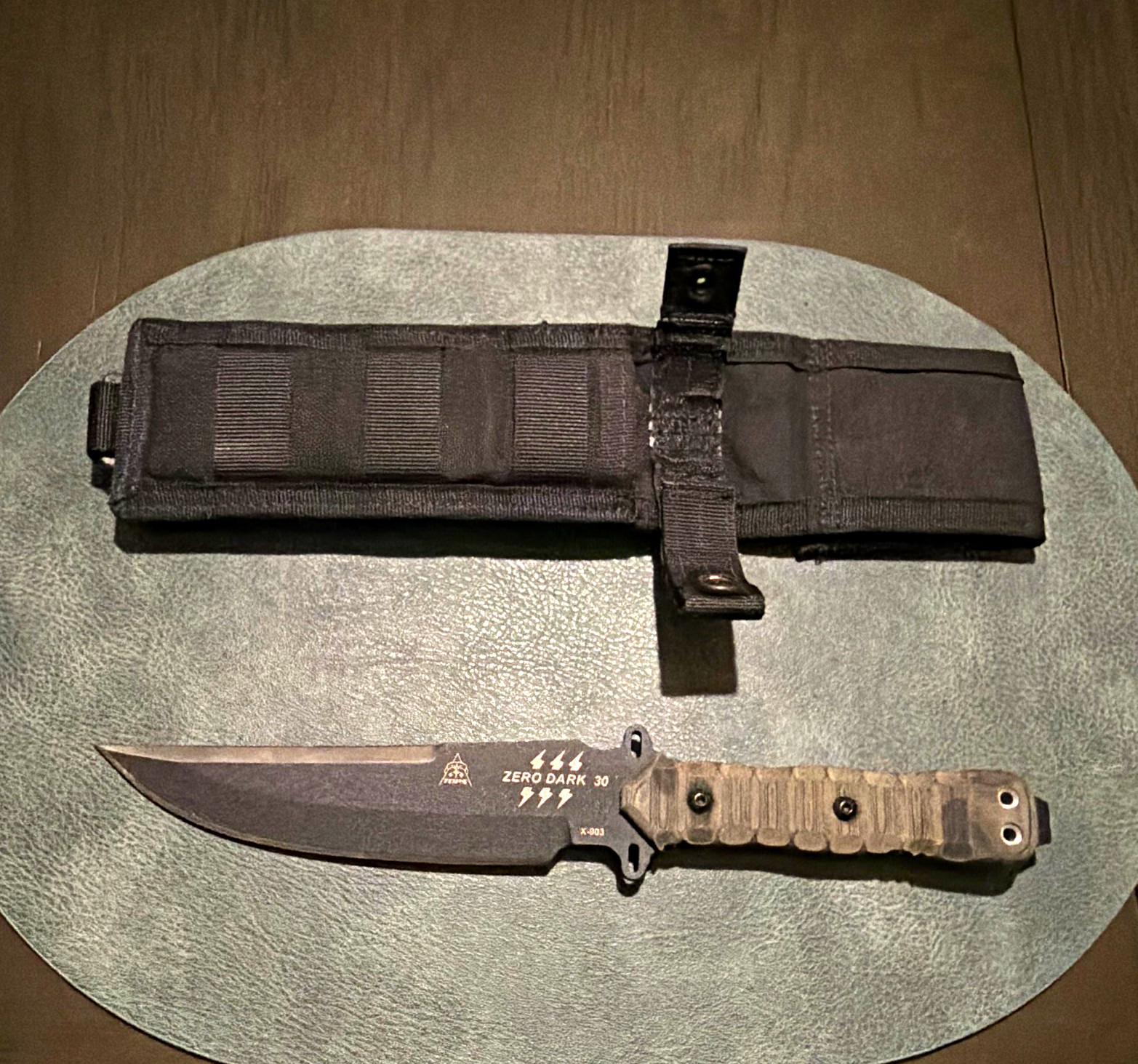 TOPS Zero Dark 30 Survival Fixed Blade Knife Black Clip Point, Micarta, Sheath TOPS Zero Dark 30 Survival Fixed Blade Knife Black Clip Point, Micarta, Sheath