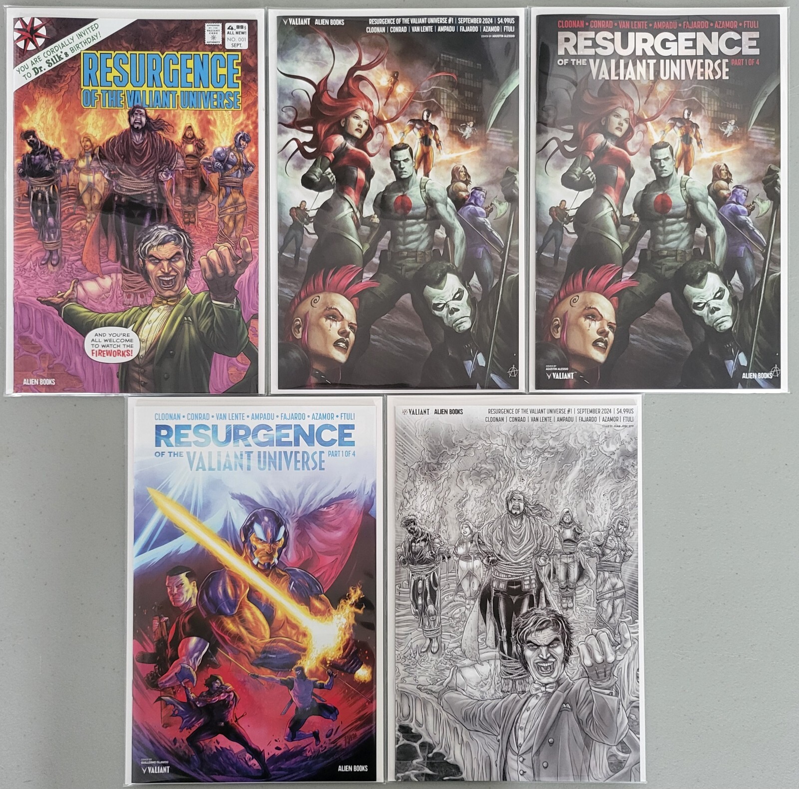 Resurgence of the Valiant Universe #1 Lot, 5 Standard Covers, NM/Better , 1st Resurgence of the Valiant Universe #1 Lot, 5 Standard Covers, NM/Better , 1st