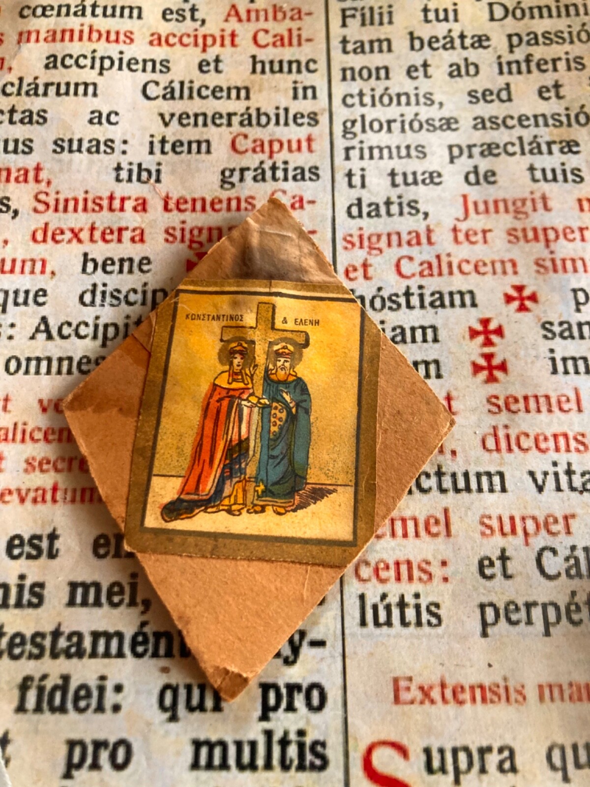 RARE GREEK RELIC St Constantine & St Helen : Special with wax seal - Venice 1910 RARE GREEK RELIC St Constantine & St Helen : Special with wax seal - Venice 1910