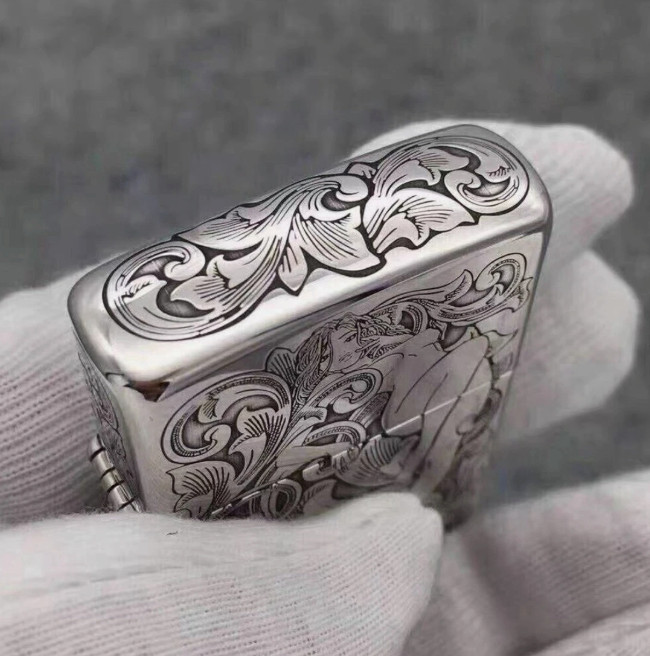 Zippo Art Nouveau Lady Engraved Lighter Silver Floral 5-Side Collectible Zippo Art Nouveau Lady Engraved Lighter Silver Floral 5-Side Collectible