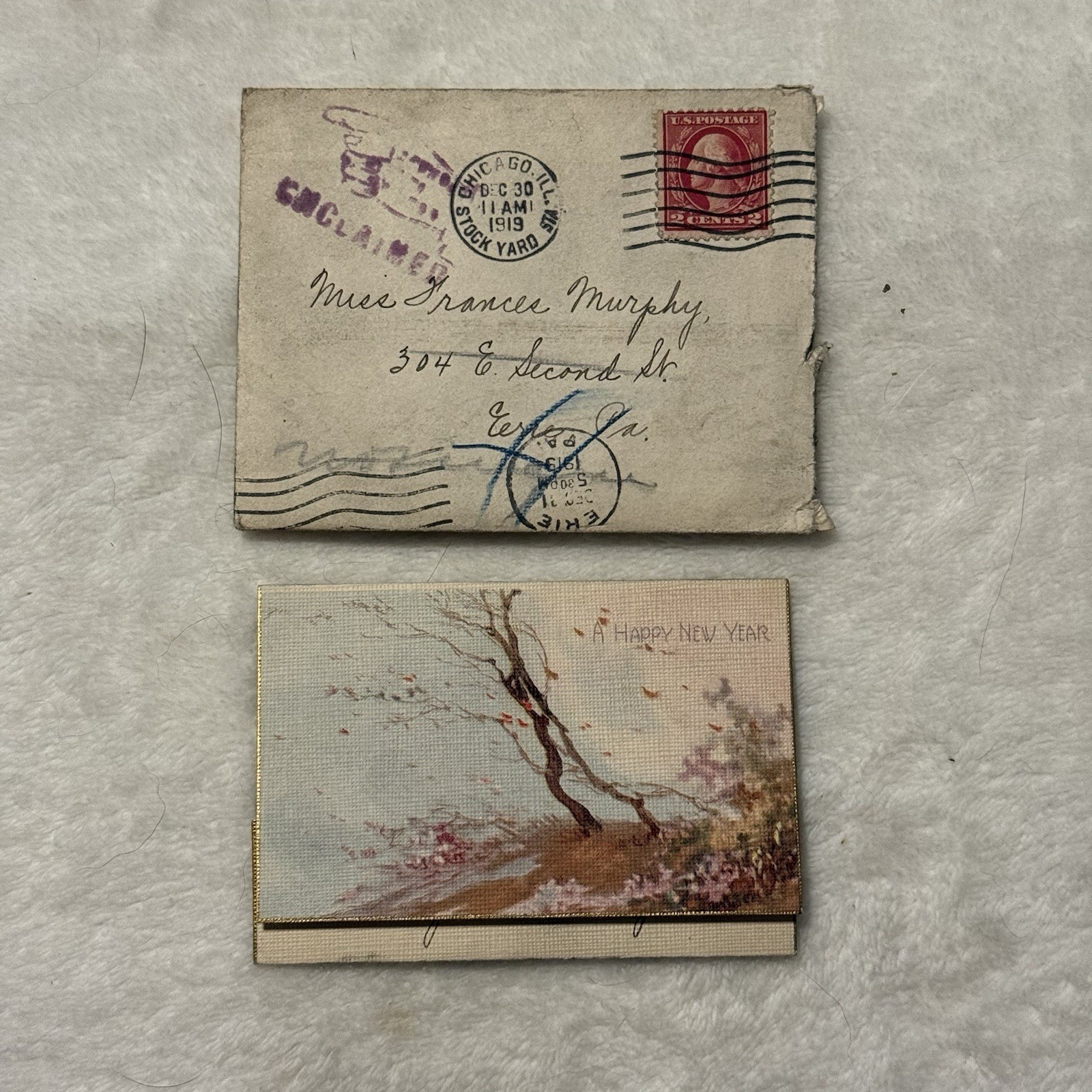 1919 Chicago Stock Yard Sta Cover 2c Washington UNCLAIMED + New Year Greeting 1919 Chicago Stock Yard Sta Cover 2c Washington UNCLAIMED + New Year Greeting