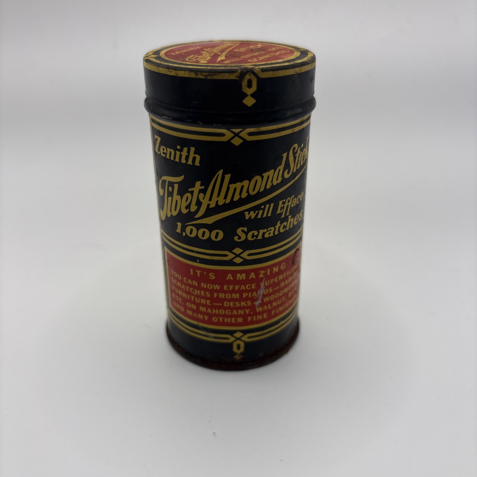 Vintage Zenith Tibet Almond Stick Advertising Metal Tin w/Contents