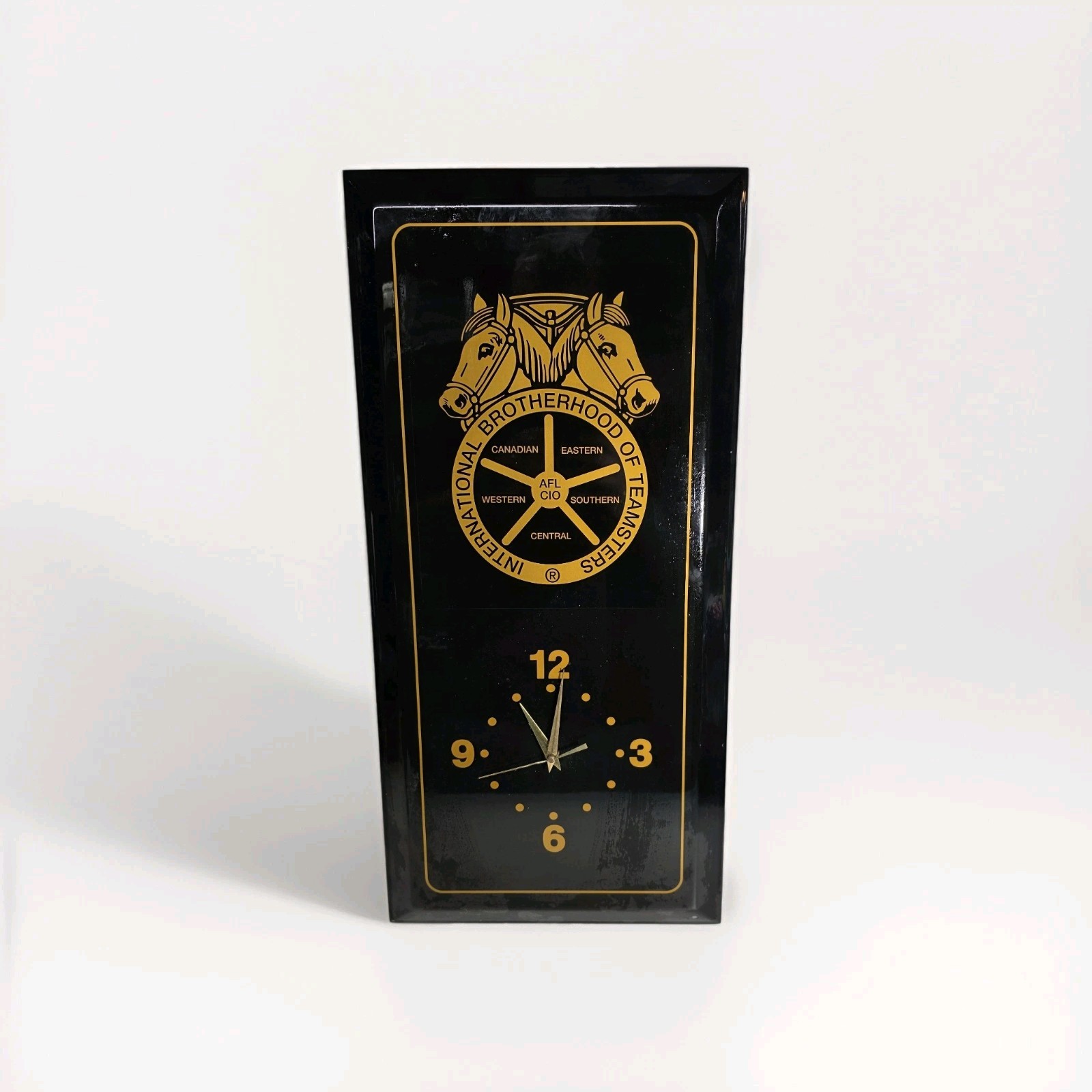 Vintage Brotherhood of Teamsters Wall Clock Black Gold 23 Vintage Brotherhood of Teamsters Wall Clock Black Gold 23