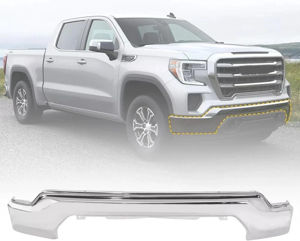 KPJTATUO Chrome Front Bumper Face Bar Compatible with 2019-2023 Sierra Chrome Ir