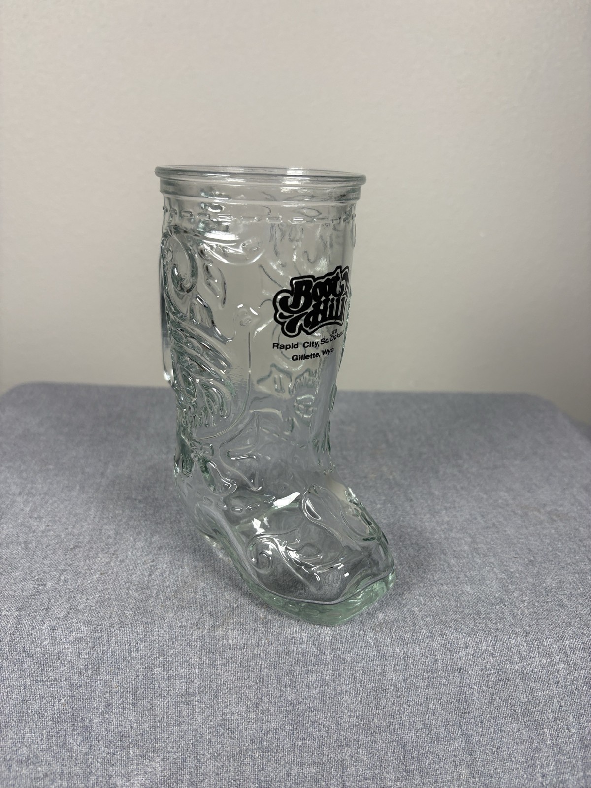 Boot Hill Rapid City Gillette Clear Glass Cowboy Boot Beer Mug 6 Boot Hill Rapid City Gillette Clear Glass Cowboy Boot Beer Mug 6