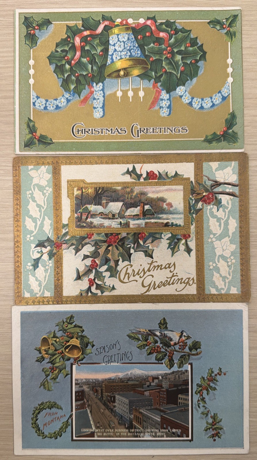 3 Antique Christmas Postcard Lot Unposted 3 Antique Christmas Postcard Lot Unposted