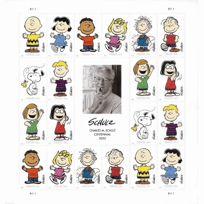 USPS PANE OF 20 FIRST CLASS LETTER STAMPS CHARLES SCHULZ CHARLIE BROWN 82¢ USPS PANE OF 20 FIRST CLASS LETTER STAMPS CHARLES SCHULZ CHARLIE BROWN 82¢