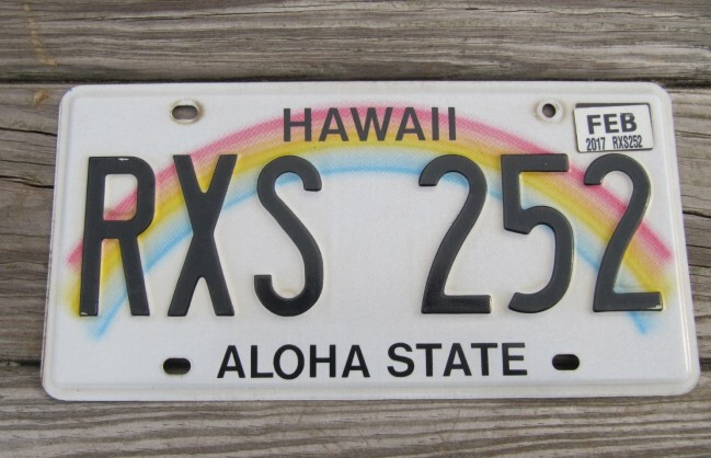 ONE REAL AUTHENTIC HAWAII ALOHA LICENSE PLATE RAINBOW AUTO NUMBER CAR TAG MAUI