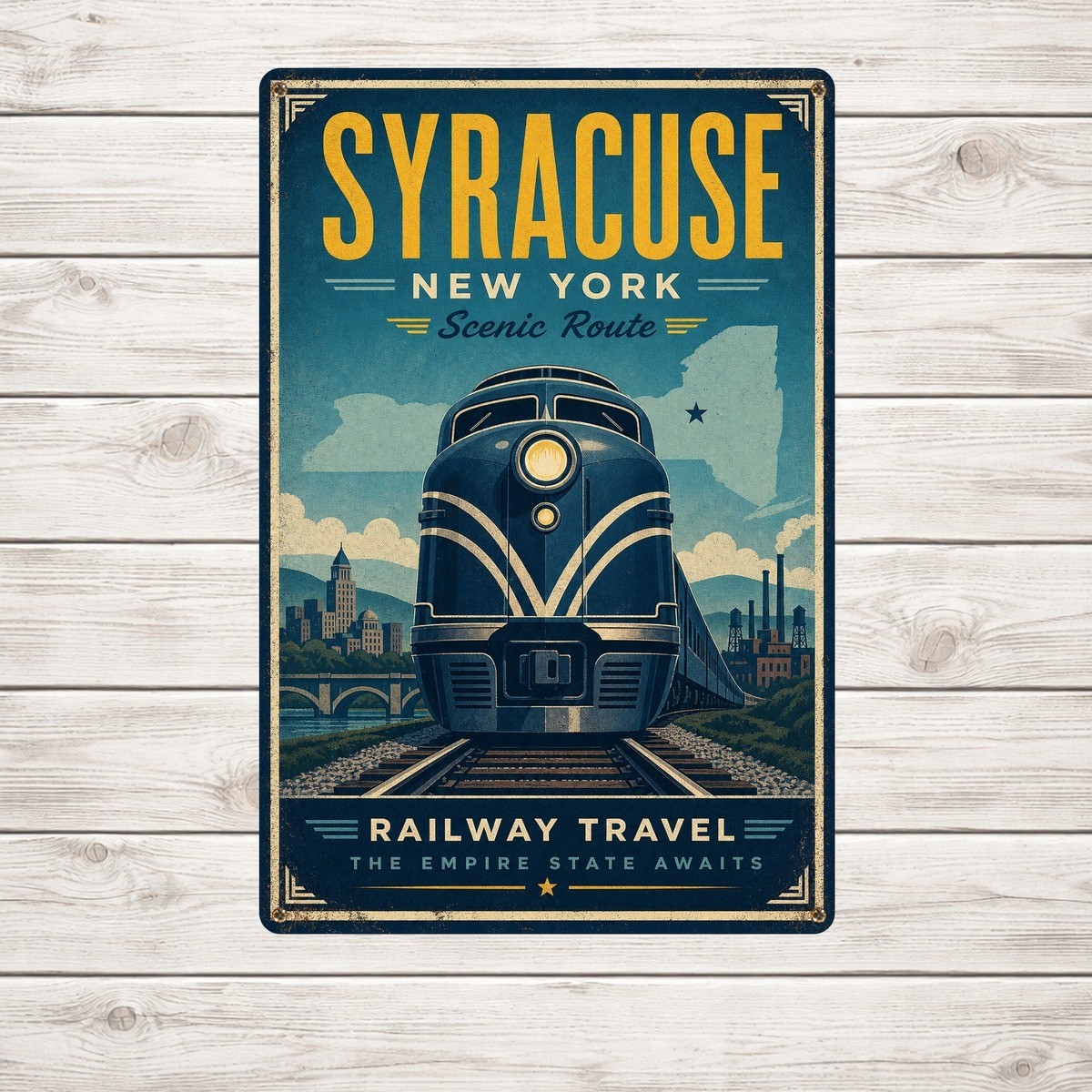 Syracuse New York Central Railroad Locomotive Train Metal Sign 8x12 Syracuse New York Central Railroad Locomotive Train Metal Sign 8x12