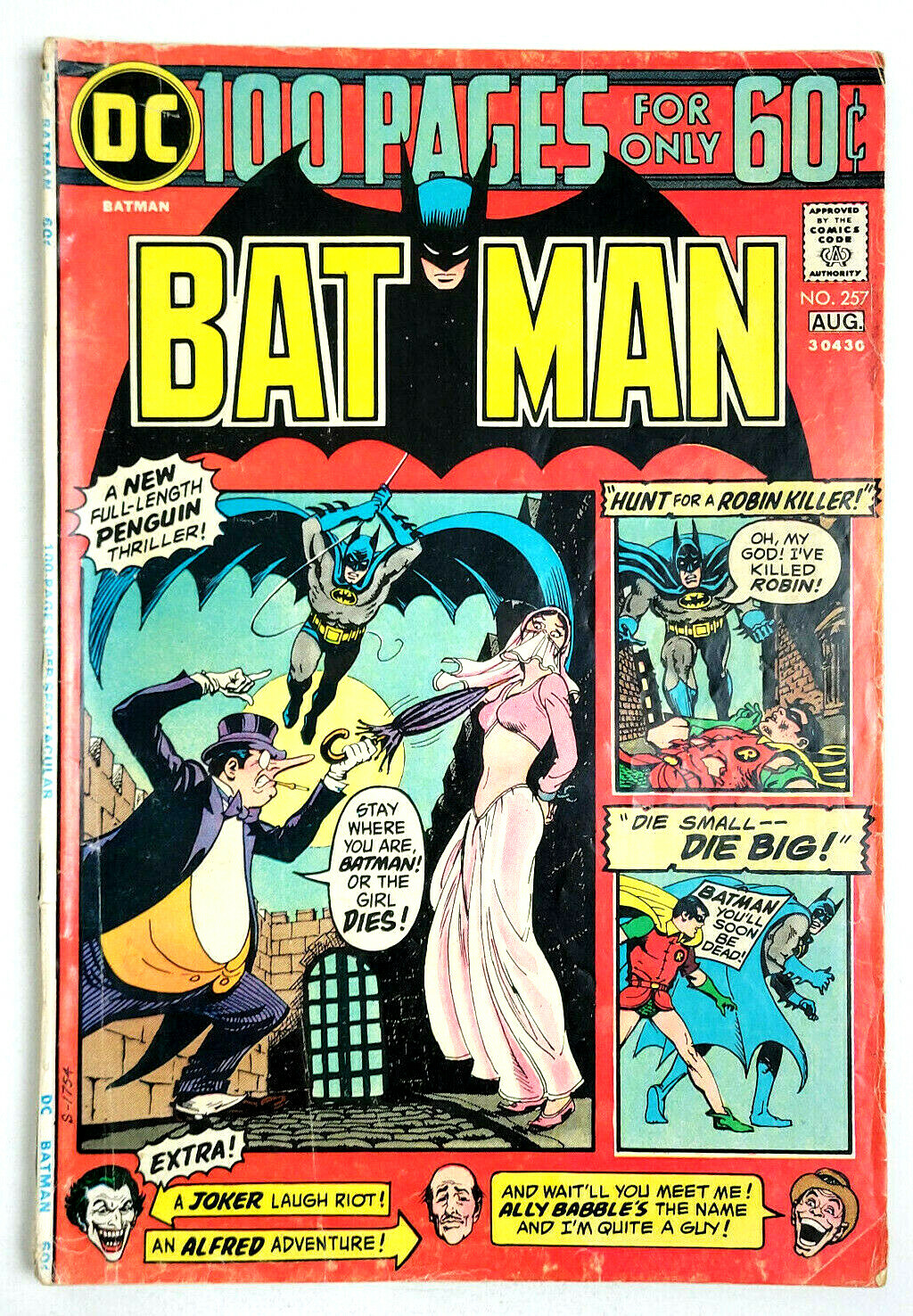 BATMAN # 257 - (1974) PENGUIN APPEARANCE / BONDAGE COVER BATMAN # 257 - (1974) PENGUIN APPEARANCE / BONDAGE COVER