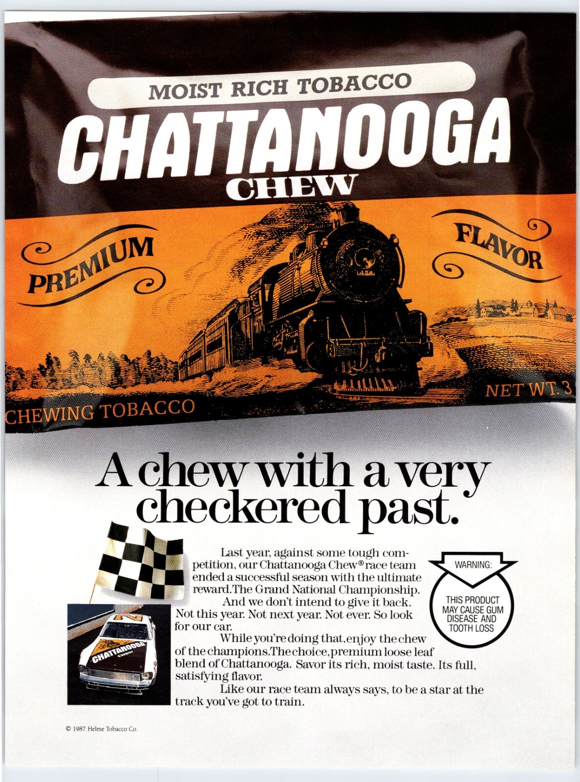 1987 CHATTANOOGA CHEW MOIST RICH TOBACCO Vtg 8.5\ 1987 CHATTANOOGA CHEW MOIST RICH TOBACCO Vtg 8.5\