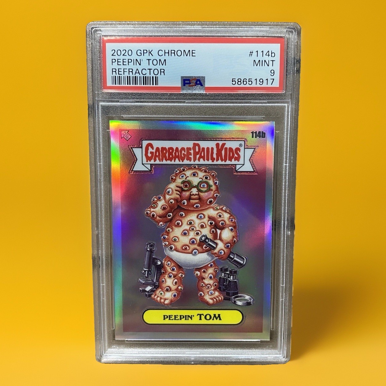 2020 Topps Garbage Pail Kids #114b Chrome Peepin' Tom Series 3 Refractor PSA 9 2020 Topps Garbage Pail Kids #114b Chrome Peepin' Tom Series 3 Refractor PSA 9