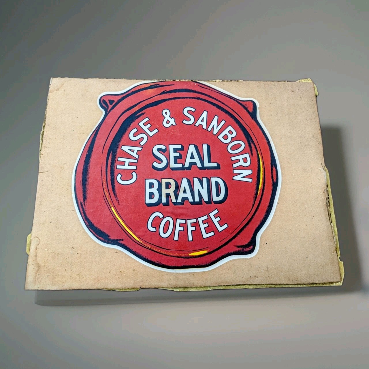 Vintage Chase & Sanborn Seal Brand Coffee Die-Cut Sign 1930s Advertising Framed Vintage Chase & Sanborn Seal Brand Coffee Die-Cut Sign 1930s Advertising Framed
