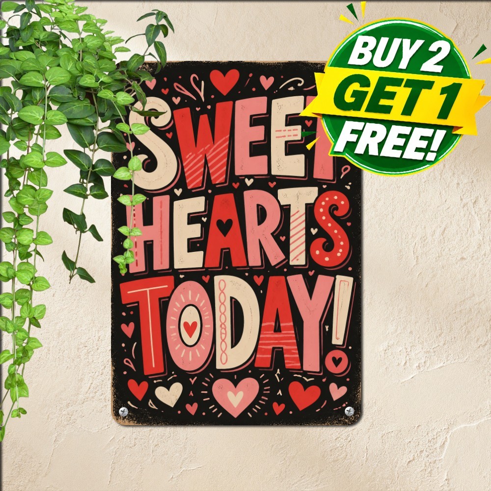 Rustic Farmhouse Sweetheart Love Sign Vintage Heart Wall Metal Tin Plaque