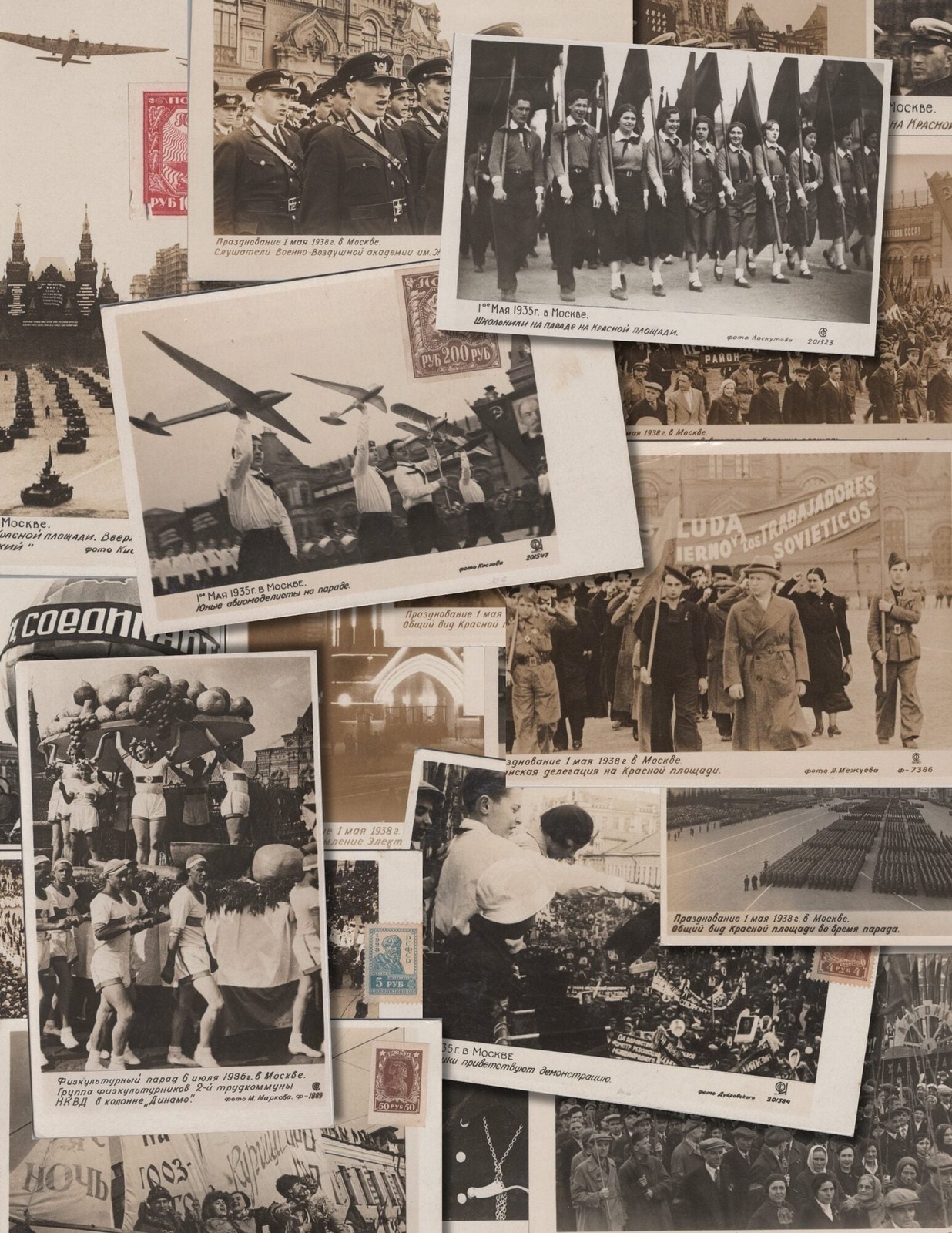 [Soviet Propaganda] 30 x Photographs of May Day Celebrations Moscow 1935–1938