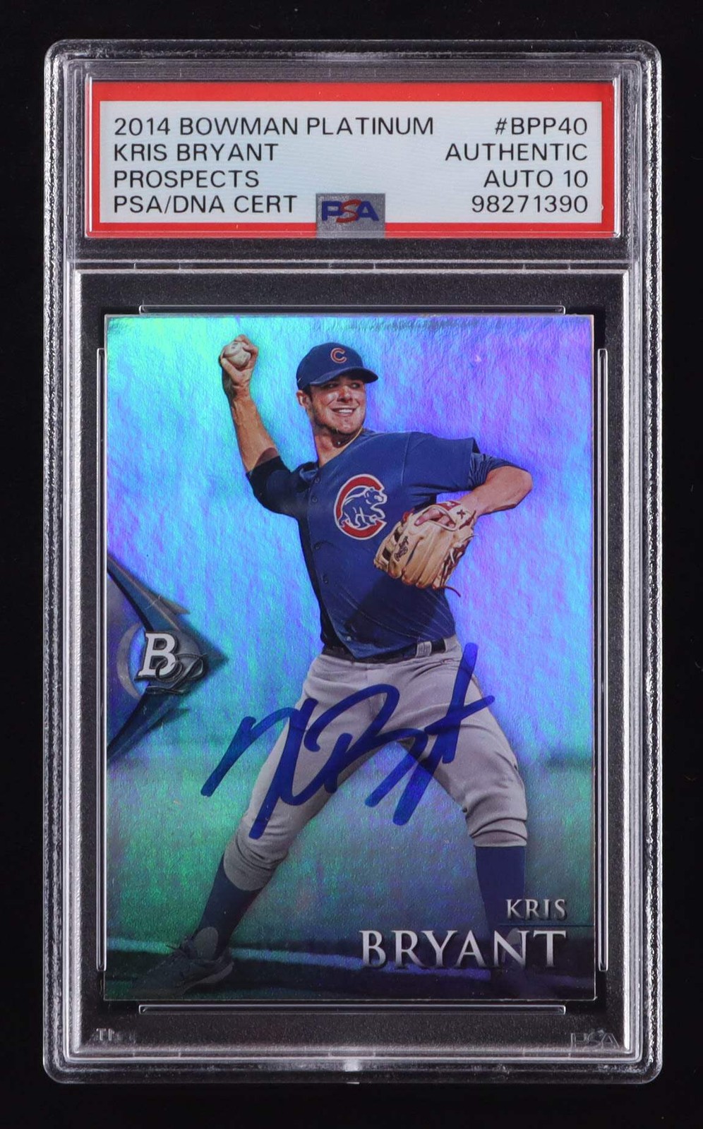 Kris Bryant Signed 2014 Bowman Platinum Prospects #BPP40 RC (PSA | Auto 10) Rook