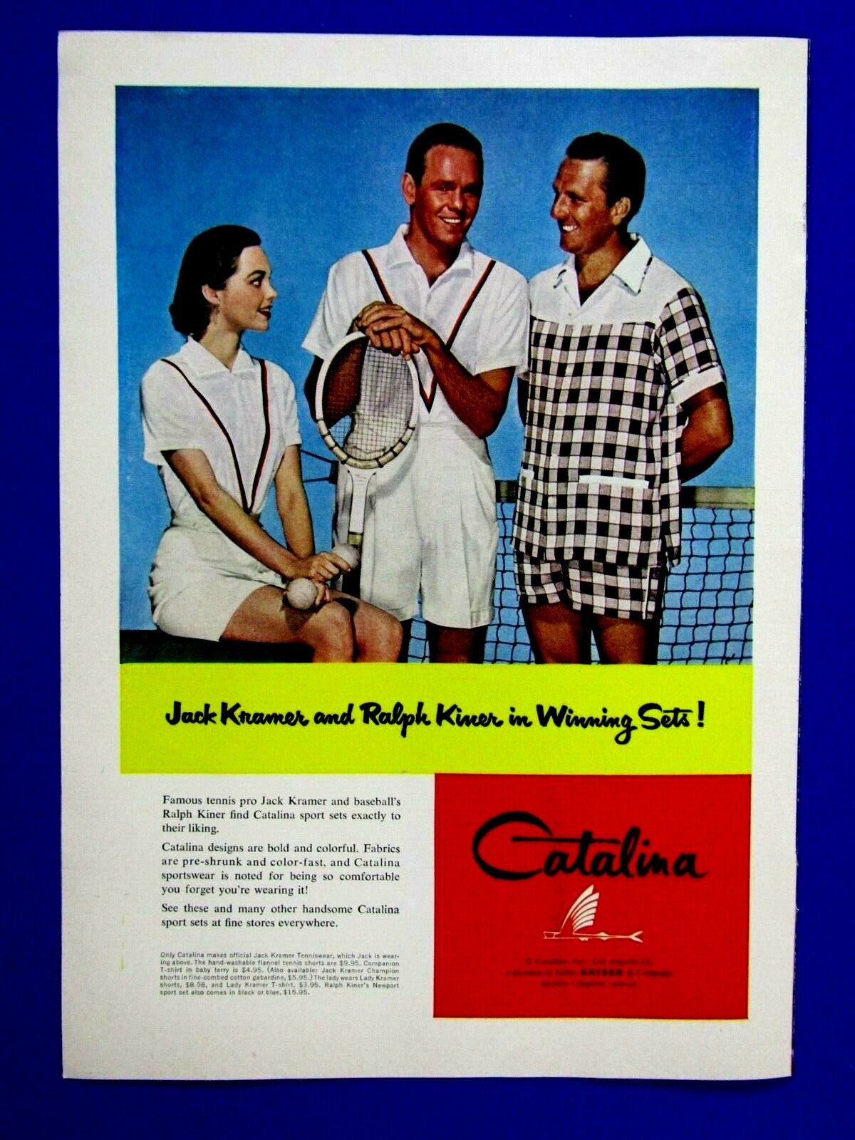 1962 Ralph Kiner Pittsburgh Pirates Jake Kramer Catalina Original Ad-8.5 x 11\