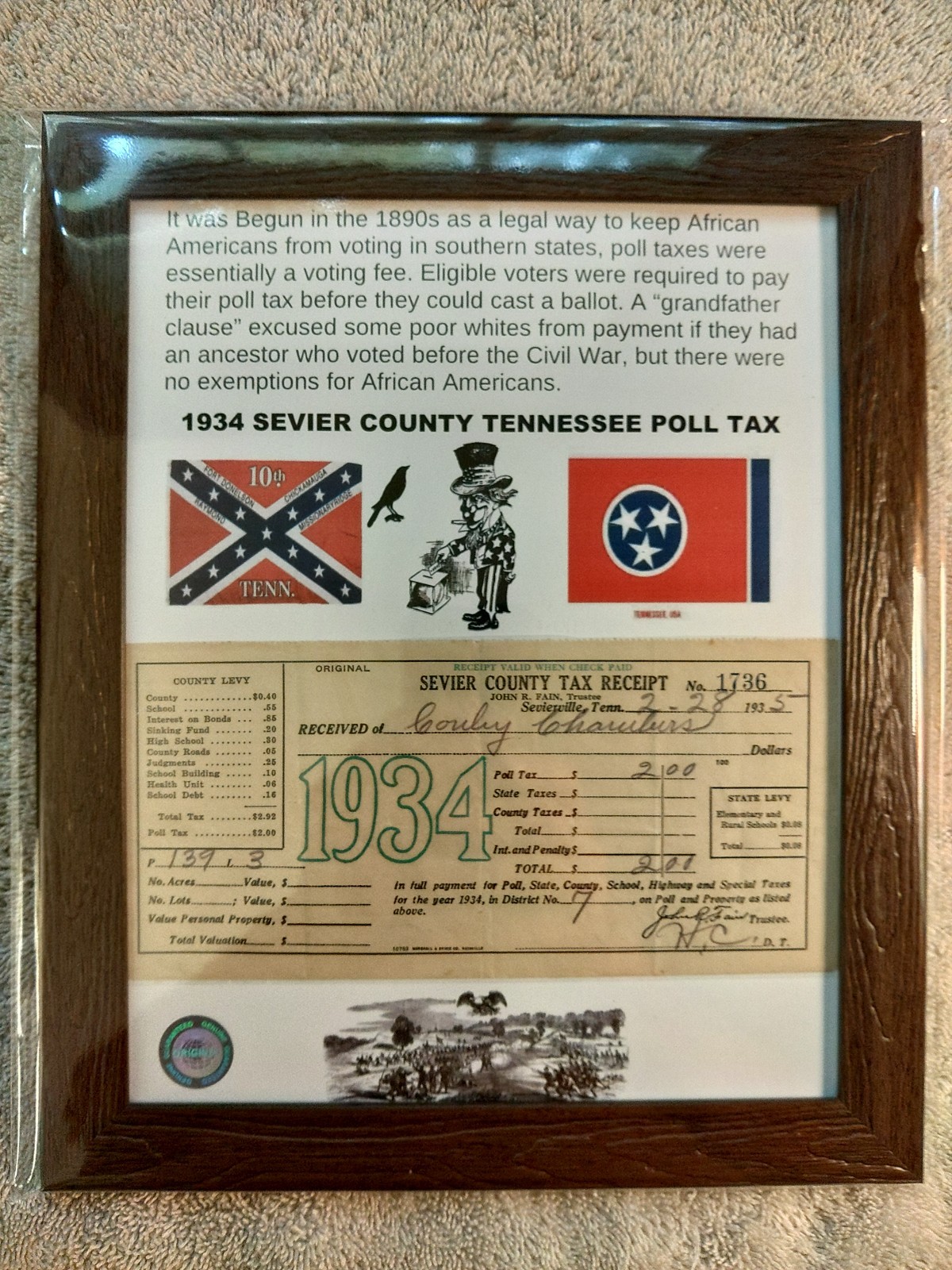poll tax rare sevier county tennessee custom one of a king rare 1934 $2.00 paid poll tax rare sevier county tennessee custom one of a king rare 1934 $2.00 paid
