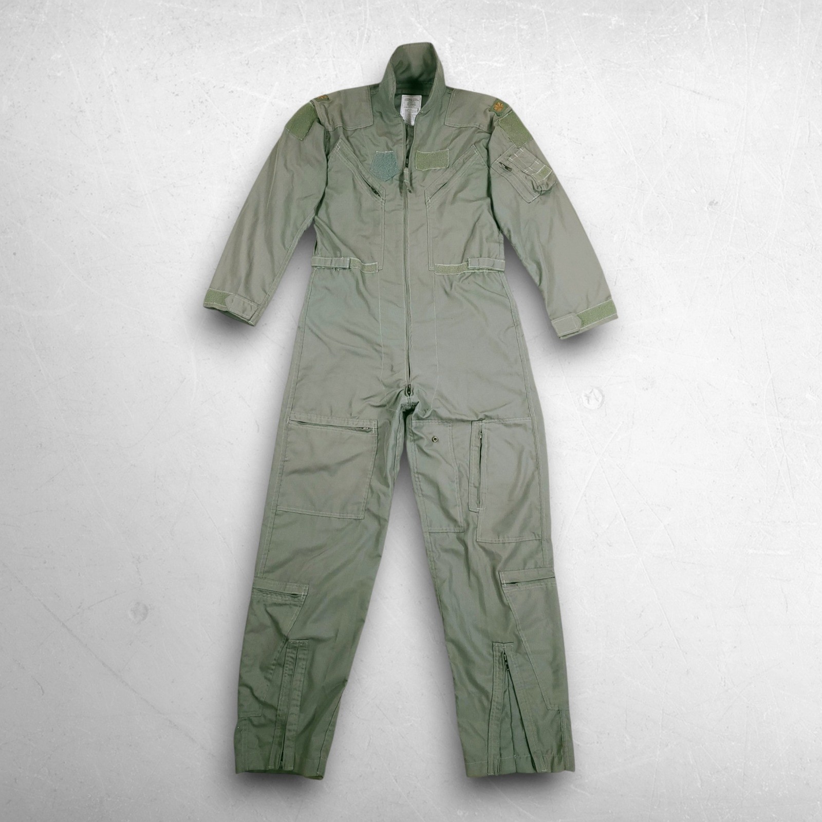 VTG 90s USAF Flyer's Coveralls Summer Fire Resistant 40L Sage Green Major Rank