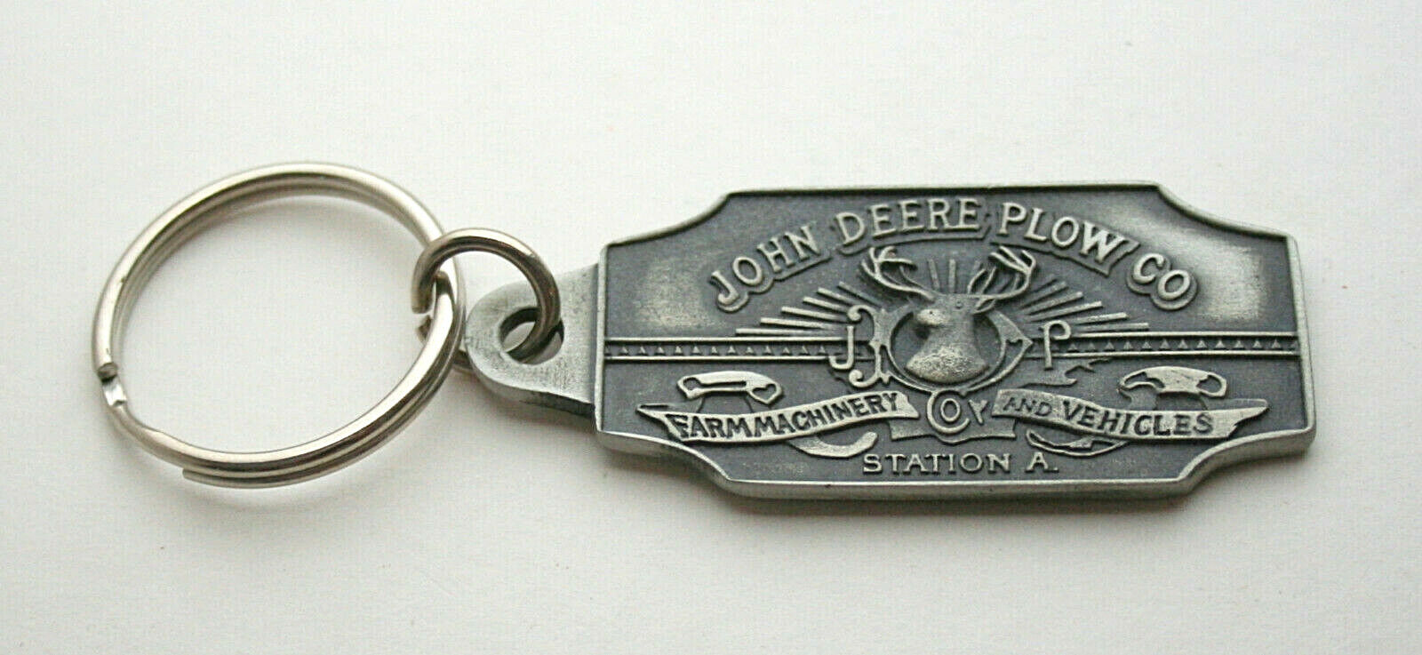 Vintage John Deere Plow Company Key Chain 2002 NOS 1893 Farm Logo Series