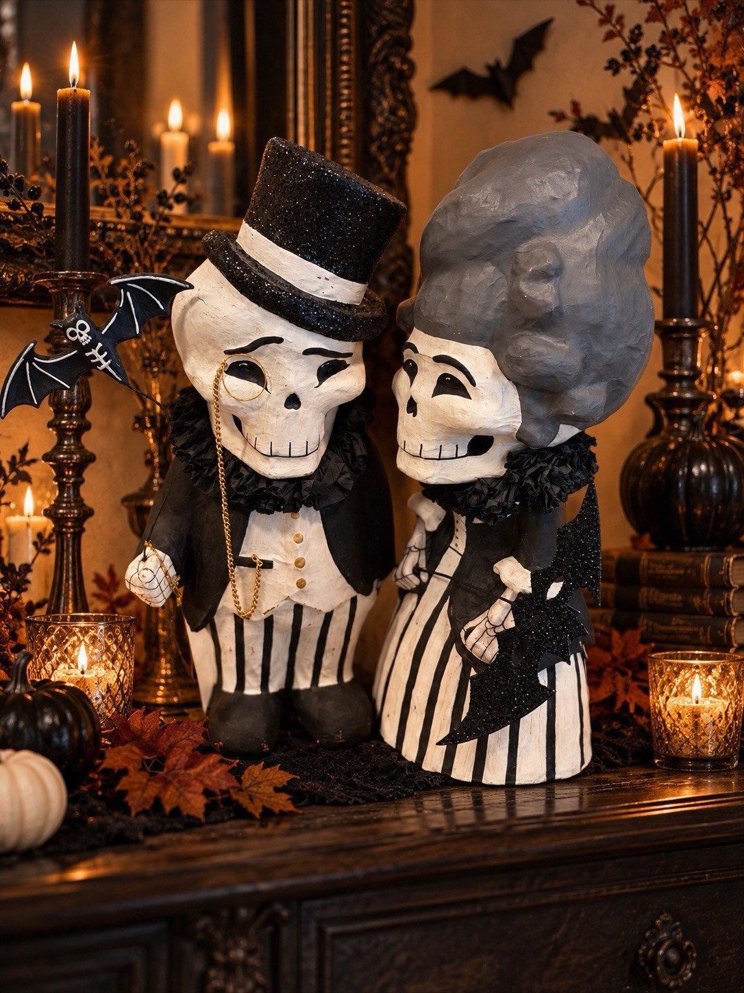 Bethany Lowe Halloween Dapper Desmond & Divine Desiree Skellys—Set of 2  Large