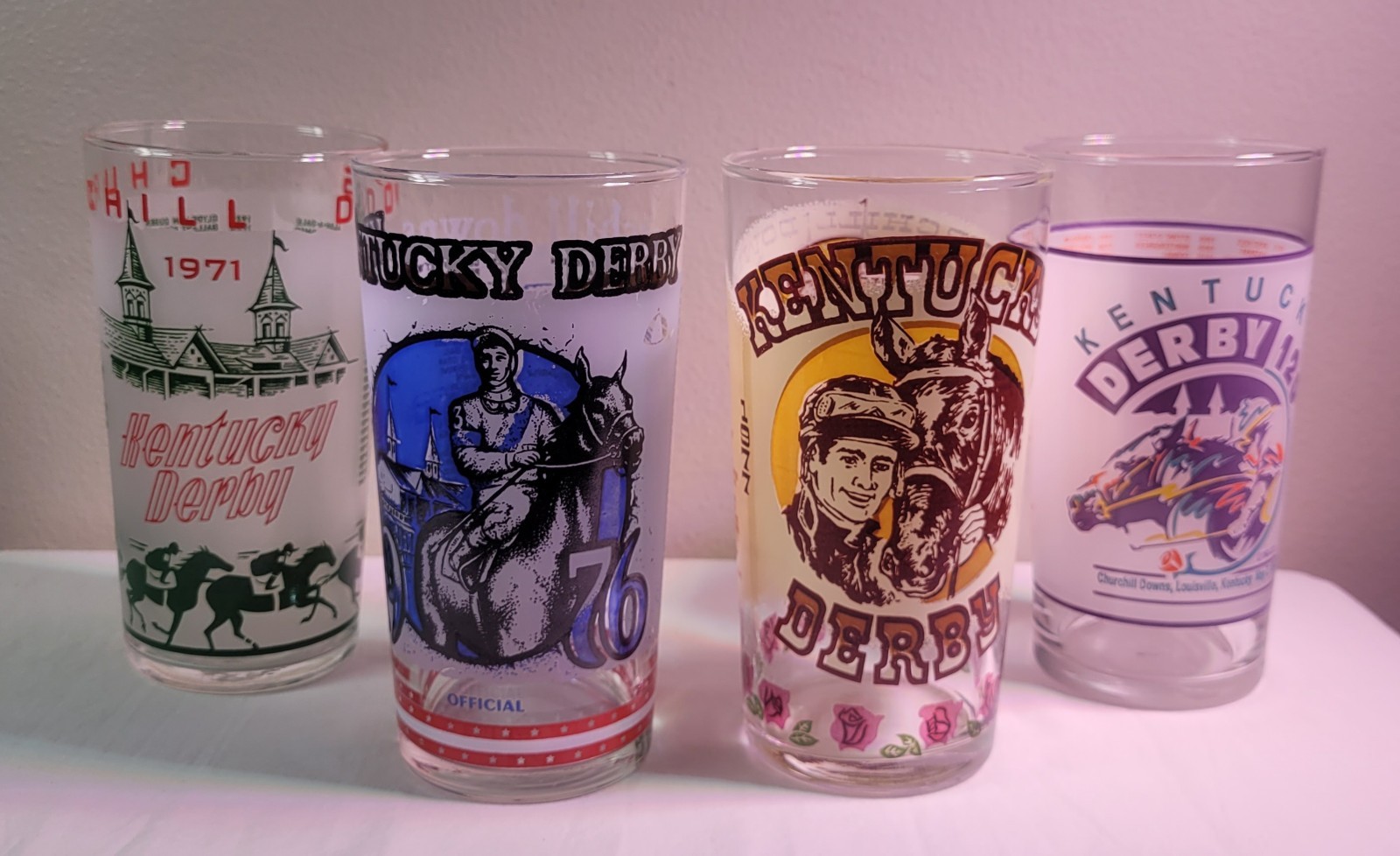 Set Of 4 OFFICIAL KENTUCKY DERBY JULEP GLASSES 1971 & 1976 Vintage 1977 & 1994 Set Of 4 OFFICIAL KENTUCKY DERBY JULEP GLASSES 1971 & 1976 Vintage 1977 & 1994