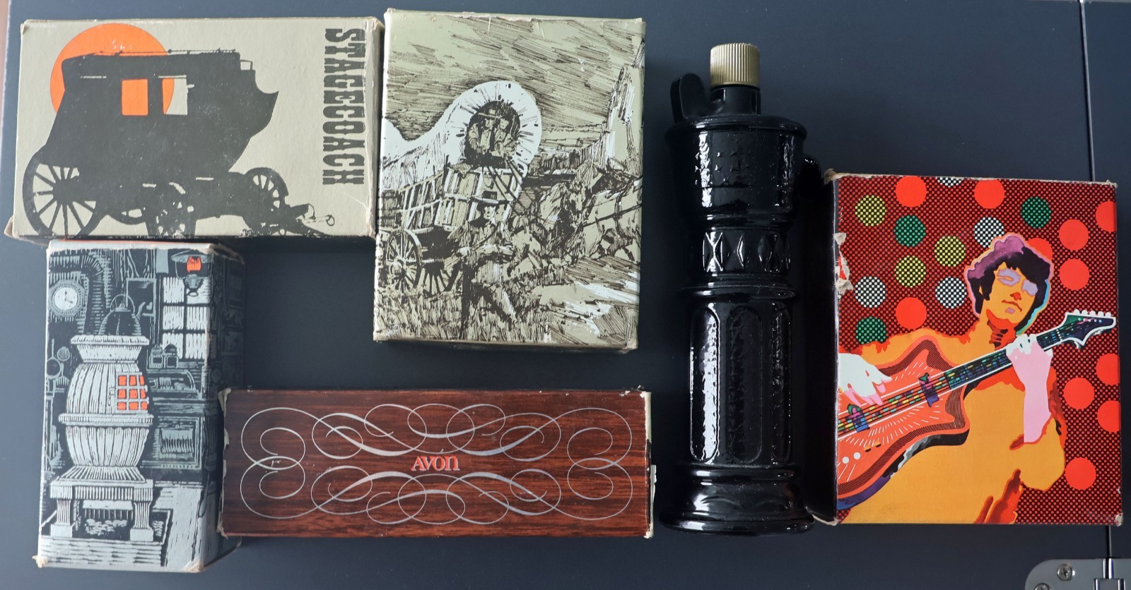 Vintage Avon Mens Decanter Lot Full Wild Country Tai Winds Excalibur Boxes 6pc
