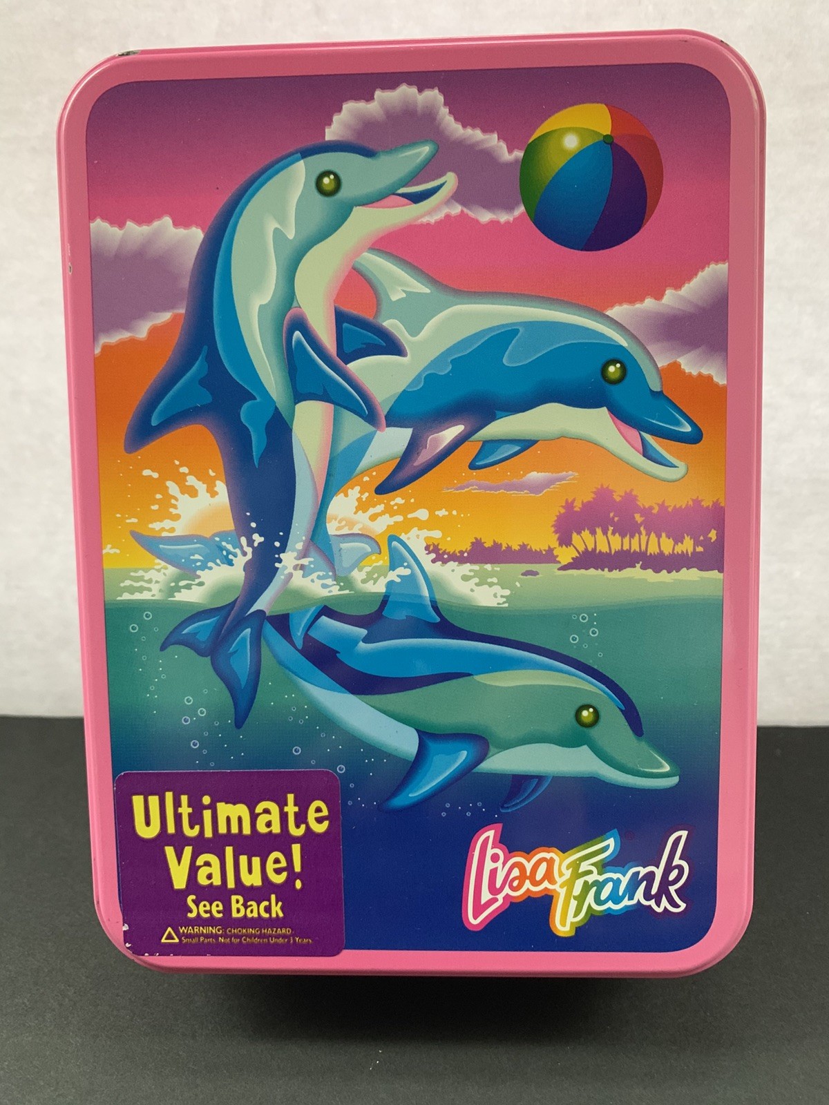 Vintage Lisa Frank Dancing Dolphins Collectors Stationery TIN ONLY Empty - READ Vintage Lisa Frank Dancing Dolphins Collectors Stationery TIN ONLY Empty - READ