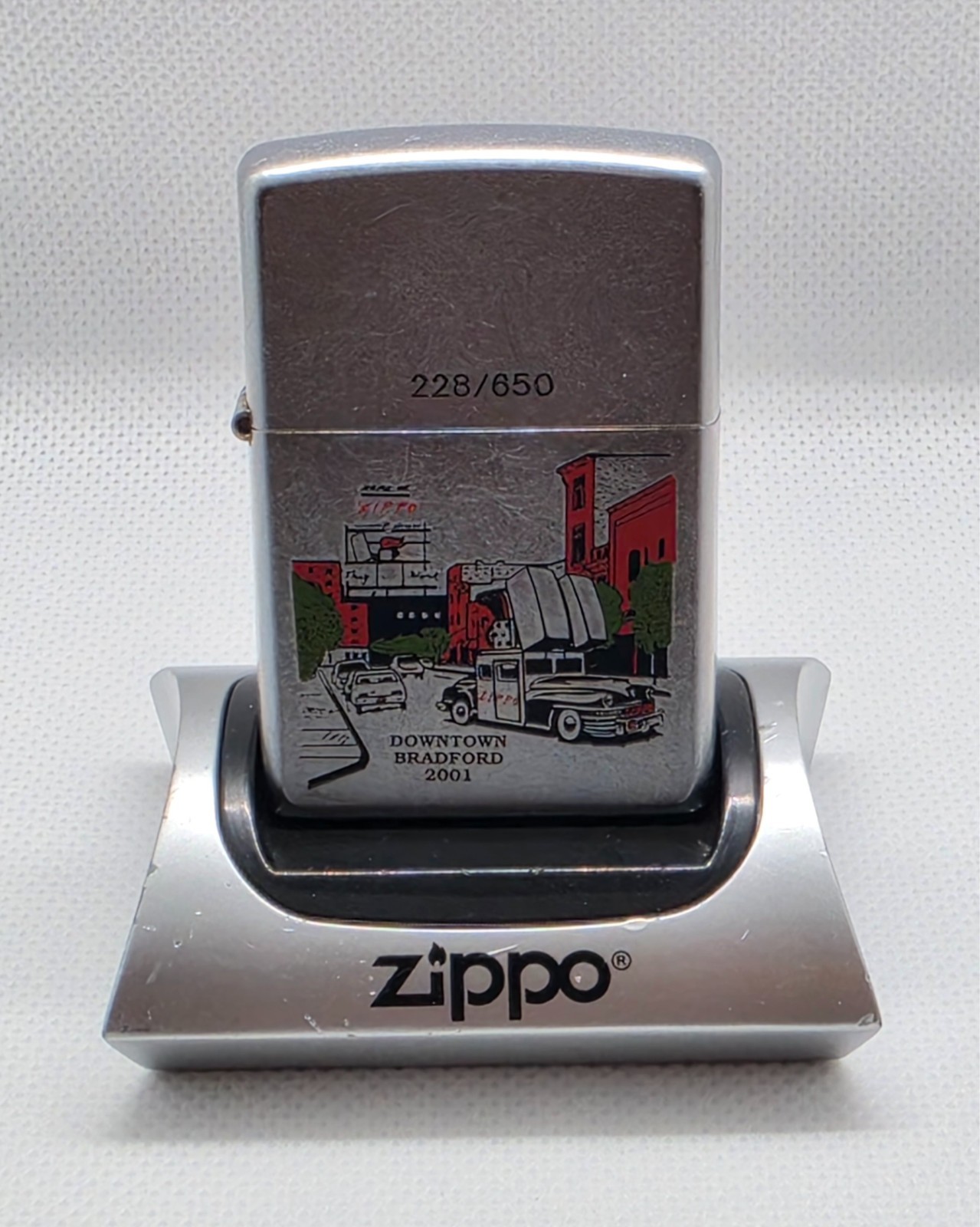 Limited Edition 2001 Zippo Downtown Bradford Lighter - Mint Condition in Box Limited Edition 2001 Zippo Downtown Bradford Lighter - Mint Condition in Box