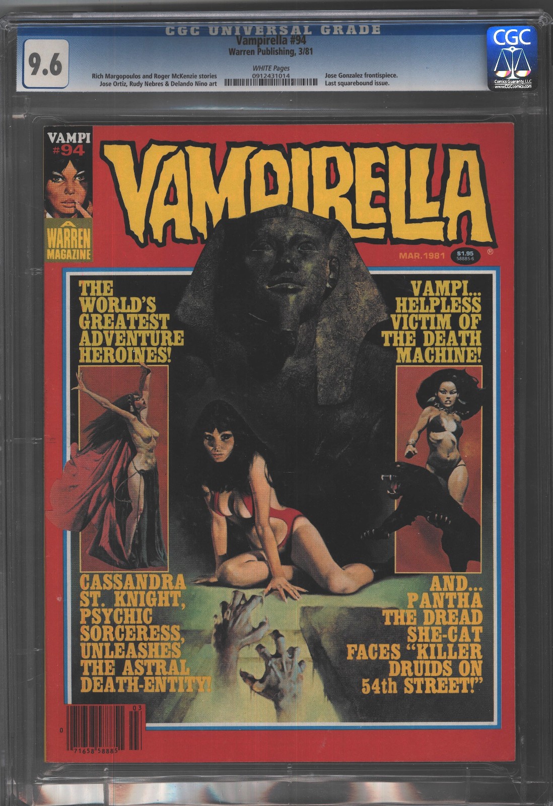 Vampirella #94  March 1981  CGC 9.6 WHITE PAGES Classic cover Last Squarebound