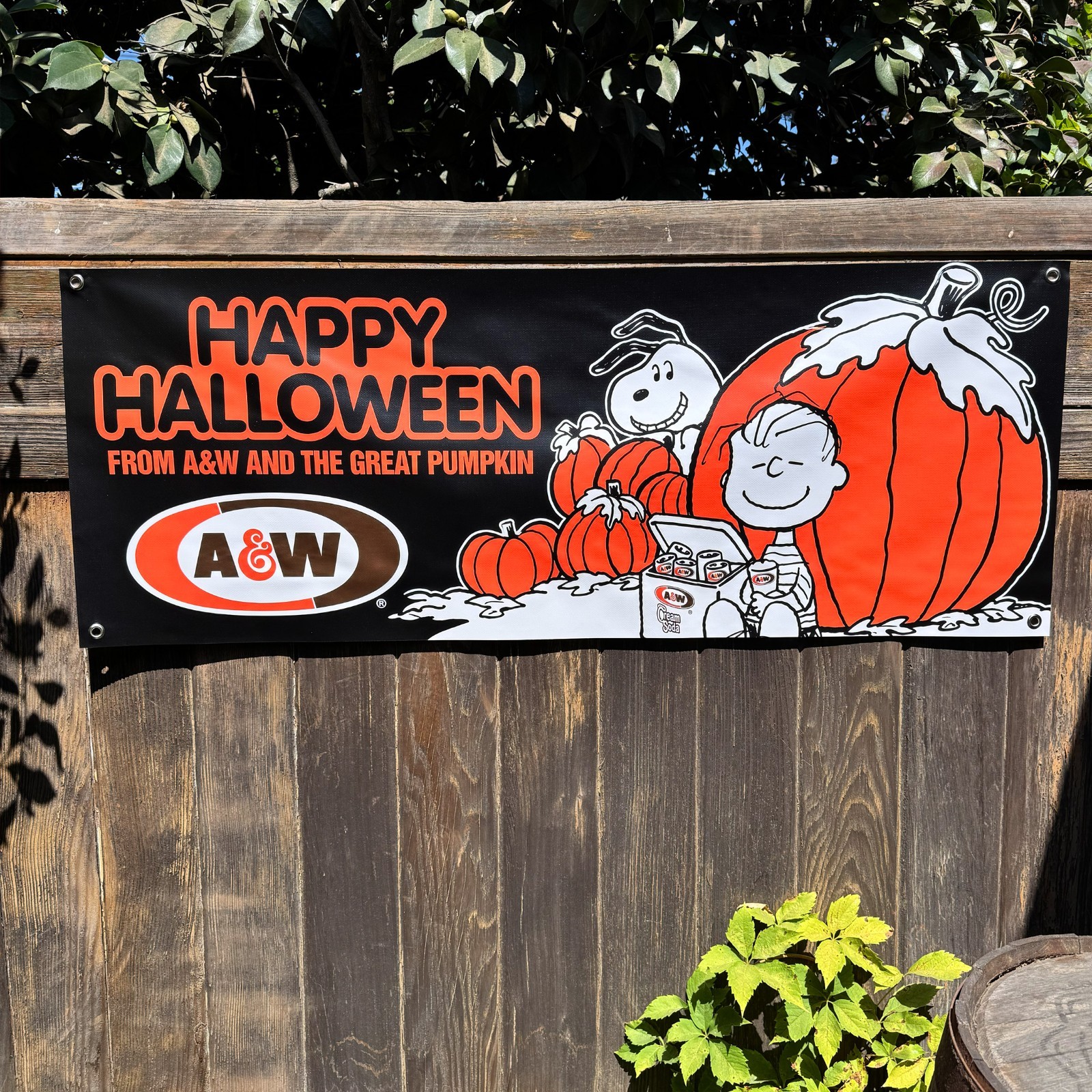 Snoopy A&W Halloween Banner 4FT – Vintage Style Great Pumpkin Root Beer Ad