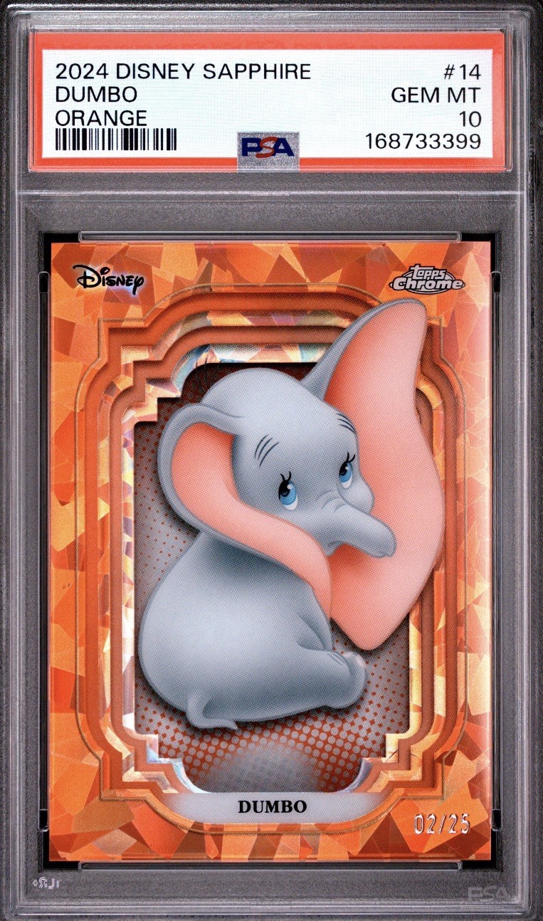 2024 Topps Disney Chrome Sapphire Dumbo 14 Orange Refractor 2/25 PSA 10 2024 Topps Disney Chrome Sapphire Dumbo 14 Orange Refractor 2/25 PSA 10