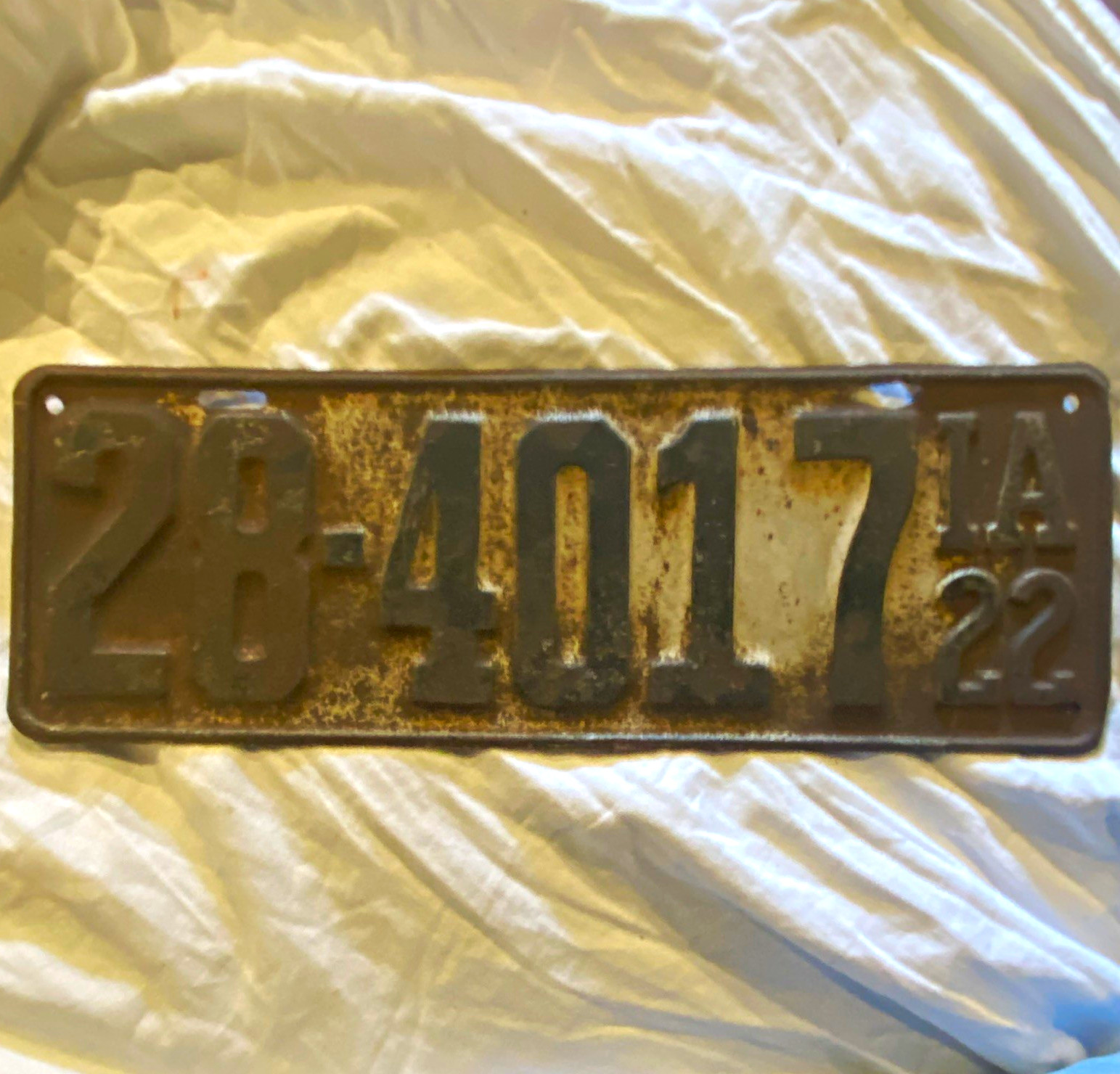 Iowa 1922 IA State License Plate Tag 284017 Iowa 1922 IA State License Plate Tag 284017